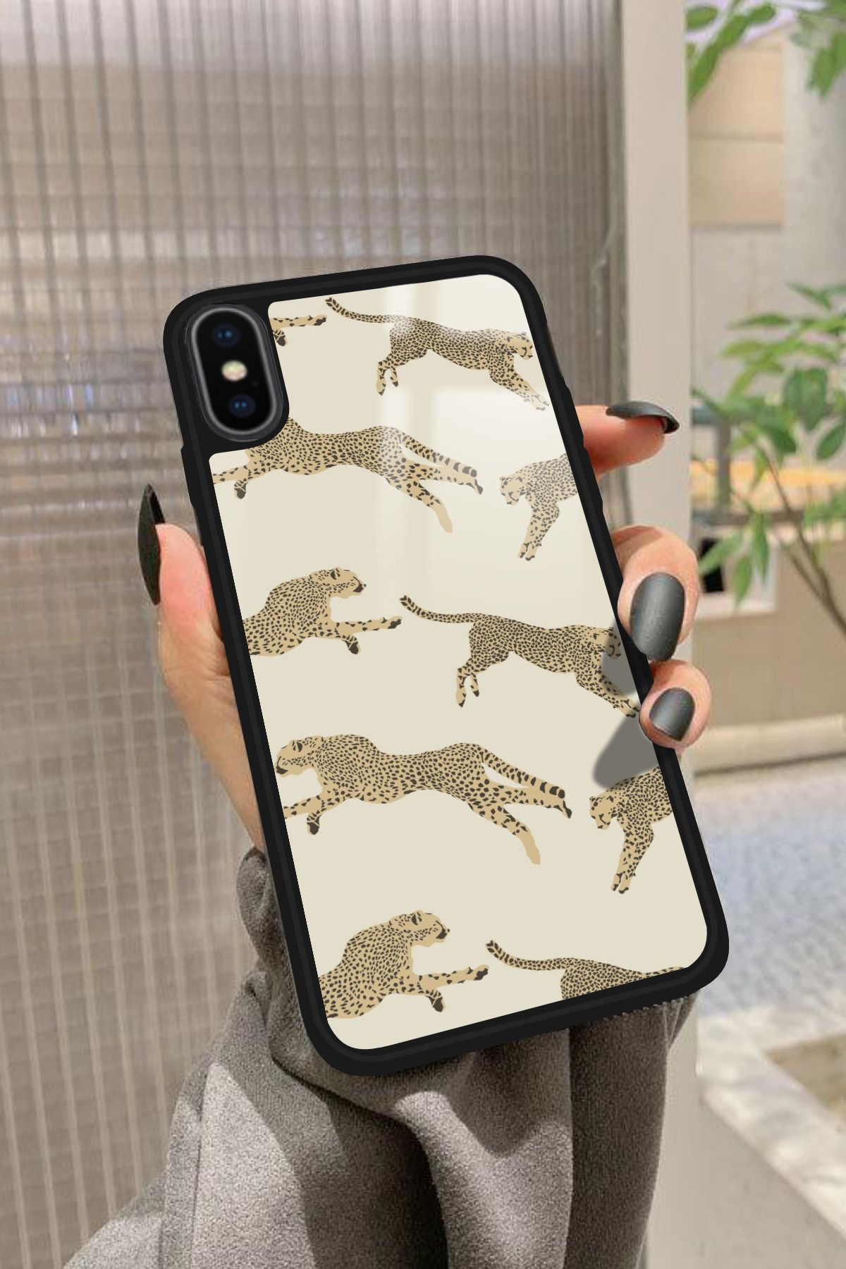 Snacase iPhone X Uyumlu Leopar Tasarımlı Glossy Premium Kılıf
