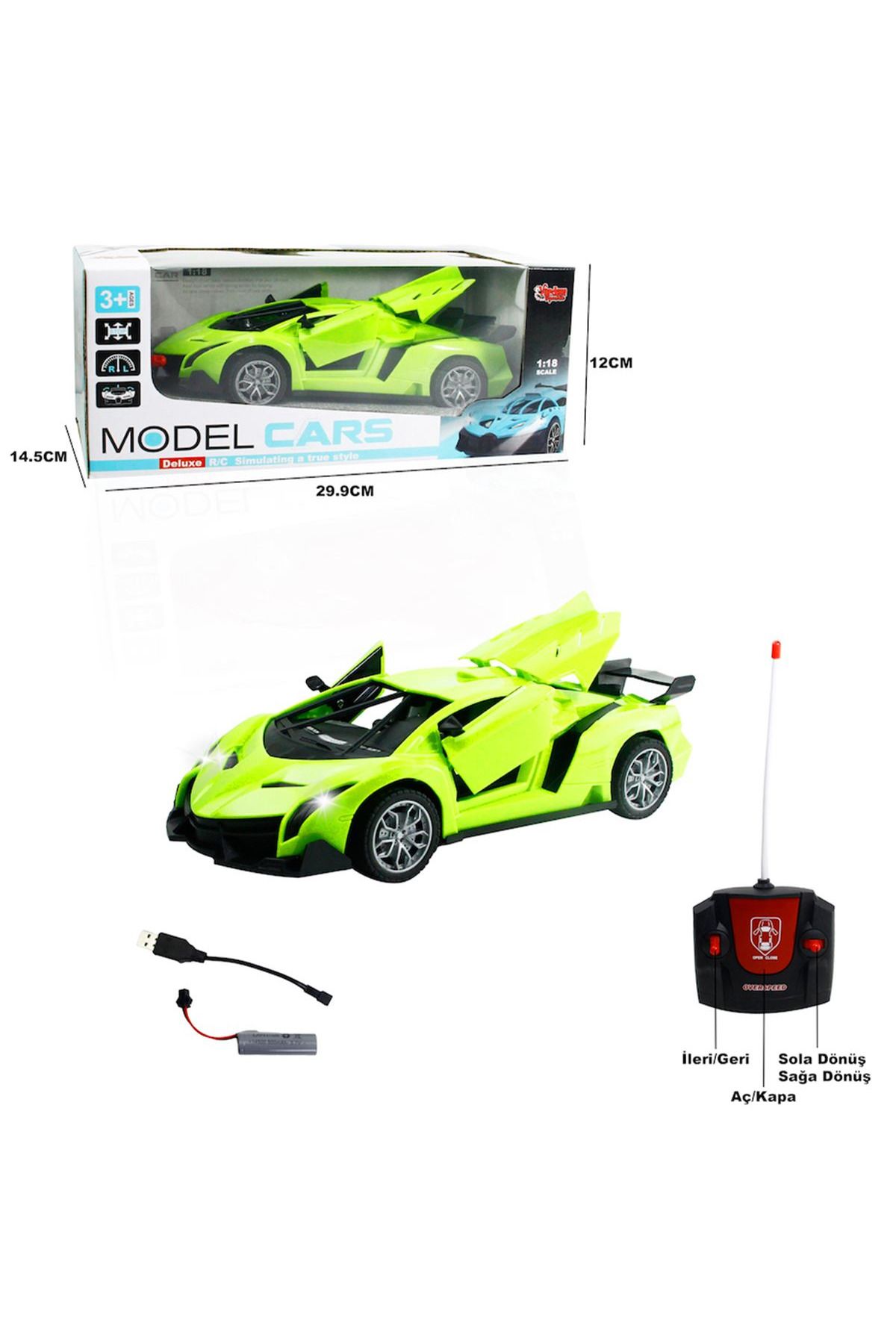 Art Tone VARDEM KUMANDALI SPOR ARABA 789-104C KAPI BAGAJ AÇILAN ŞARJLI 1:18 3+