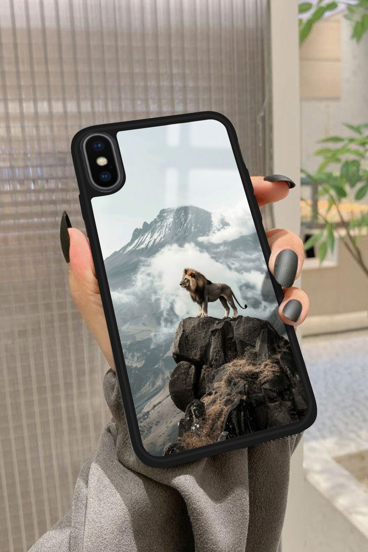 Snacase iPhone X Uyumlu Aslan Tasarımlı Glossy Premium Kılıf