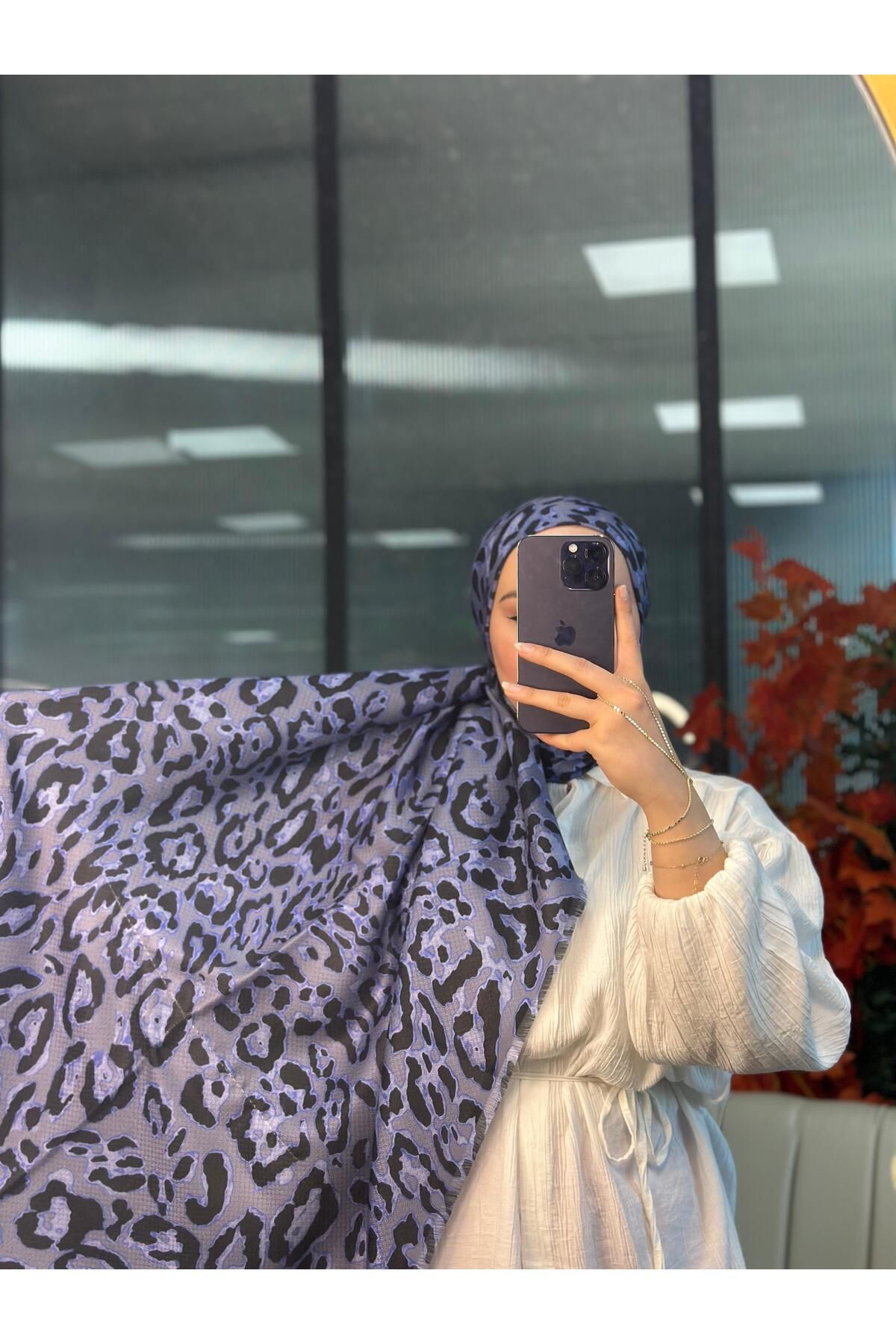 Oxygen Scarfs Ala Leopar Desen Naturel Pamuk Şal
