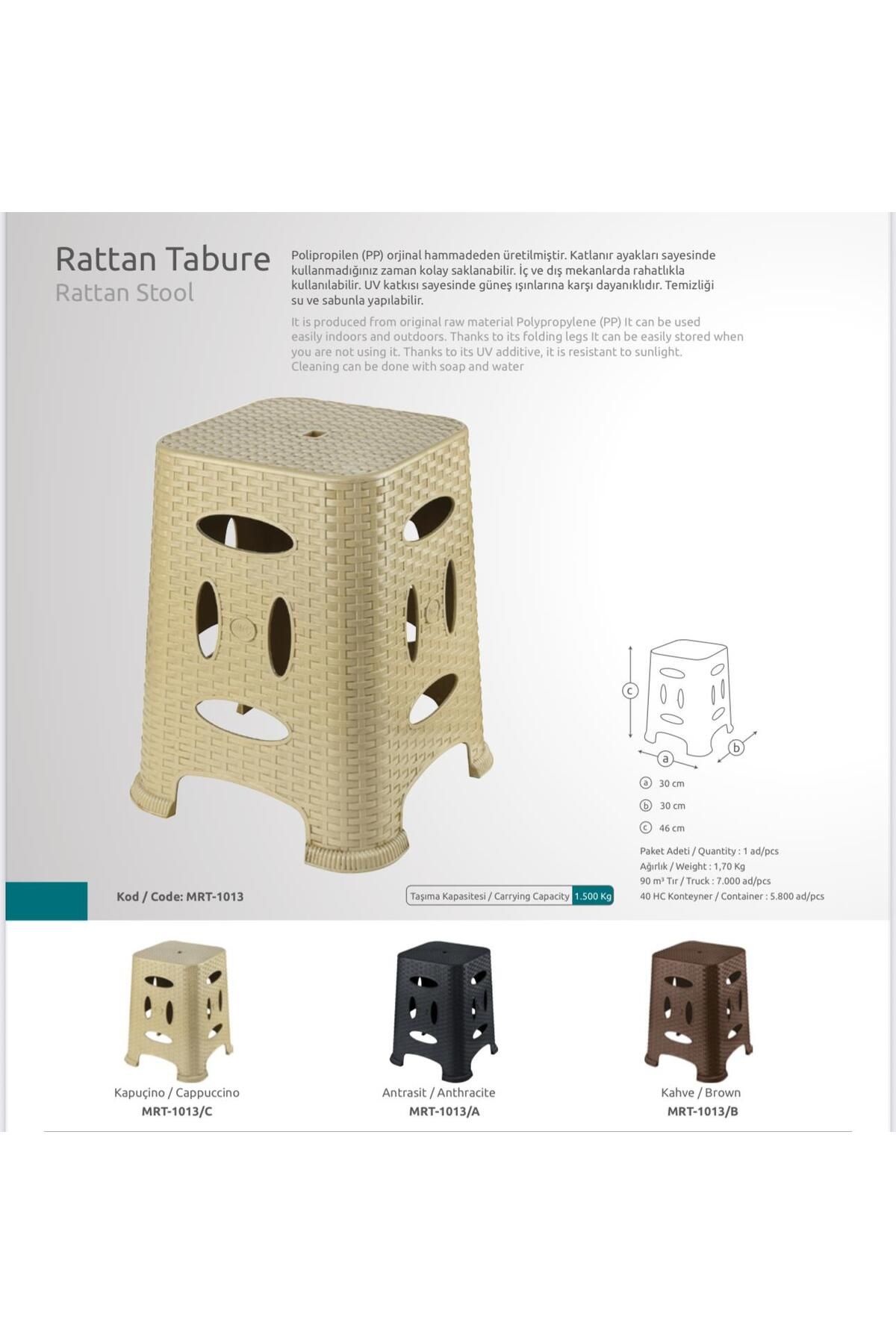 holzwelt 6'lı Rattan Tabure 6 Adet Plastik Tabure Bahçe Balkon Tabure