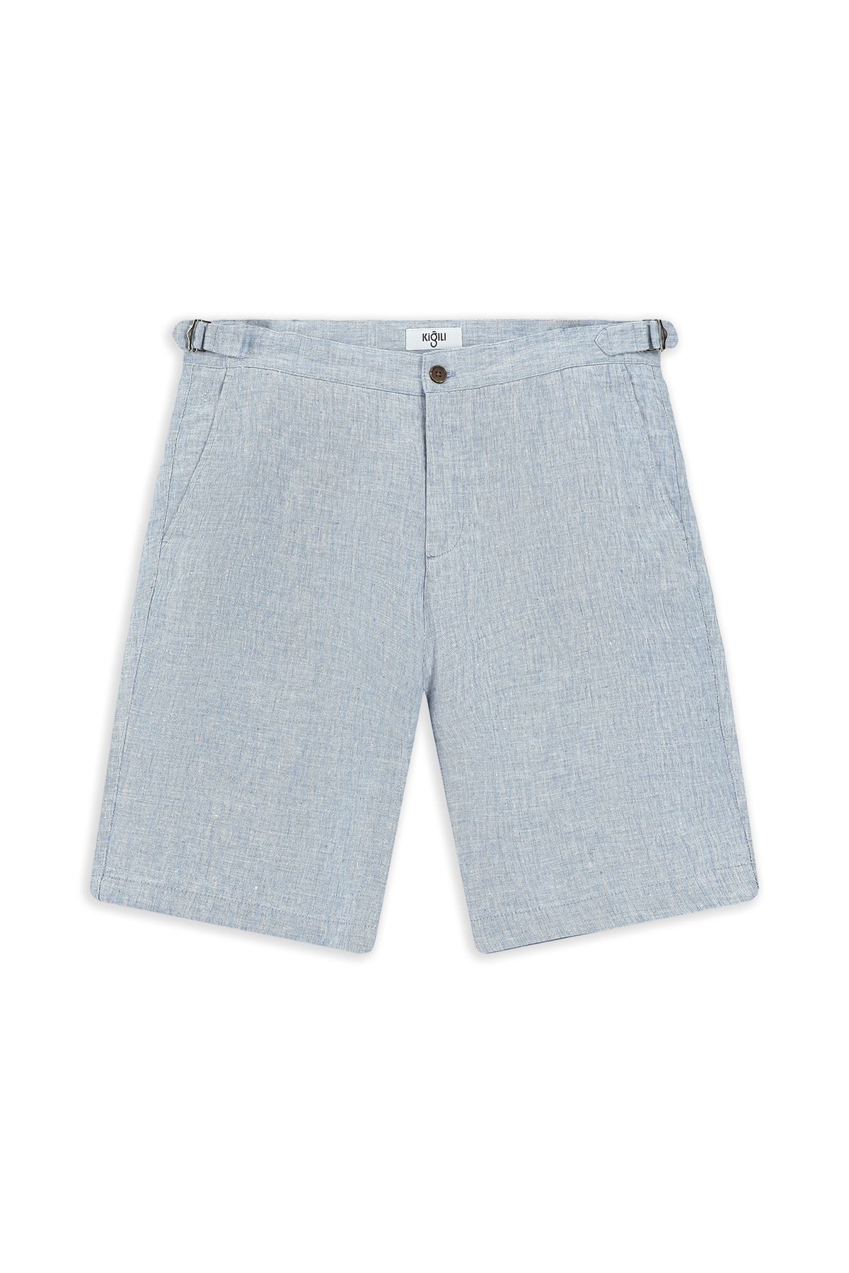 Kiğılı Regular Fit Tokalı Keten Bermuda Şort