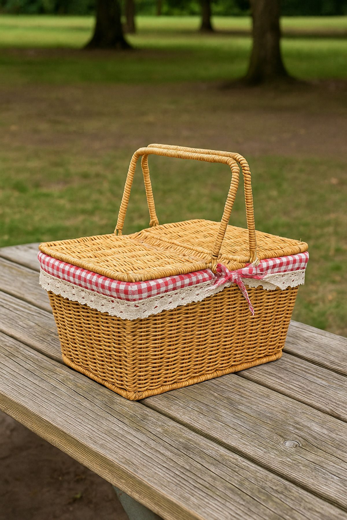 BEYZANA Picnic Hasır Dikdörtgen Piknik Sepeti