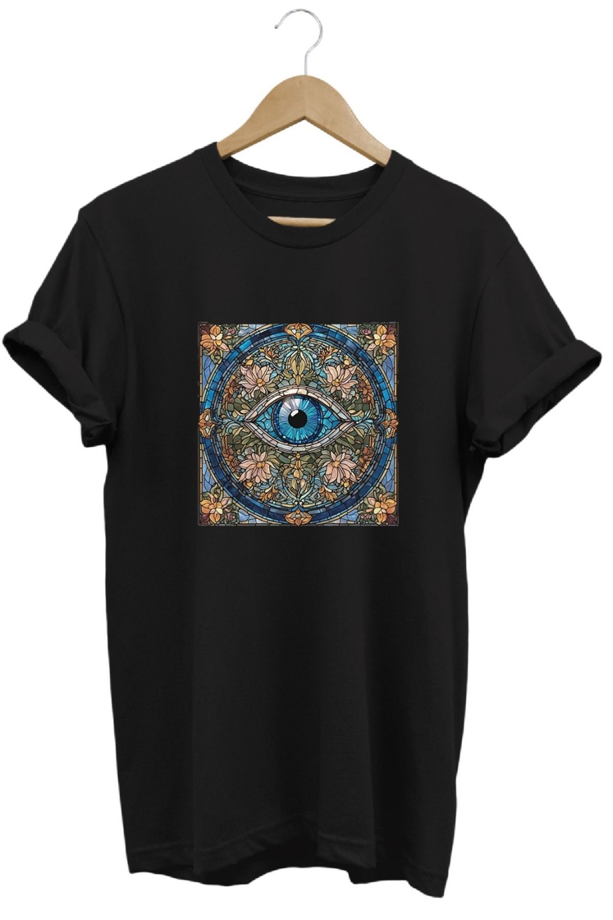 joyyfashion Yoga Üçüncü Göz Baskılı T-Shirt