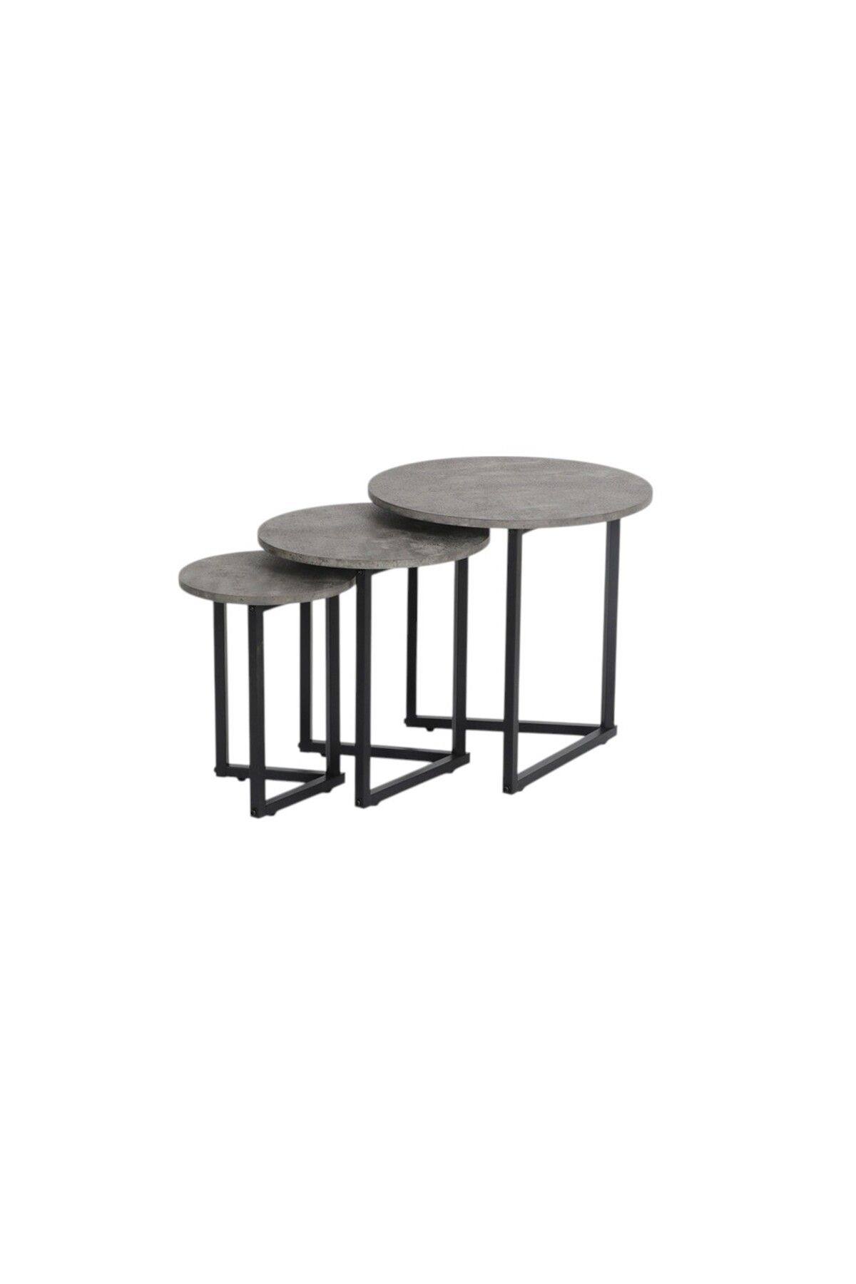 mr-everything-A set of serving tables with an attractive, modern design, combining a concrete-like grey surface with a black metal frame. 2