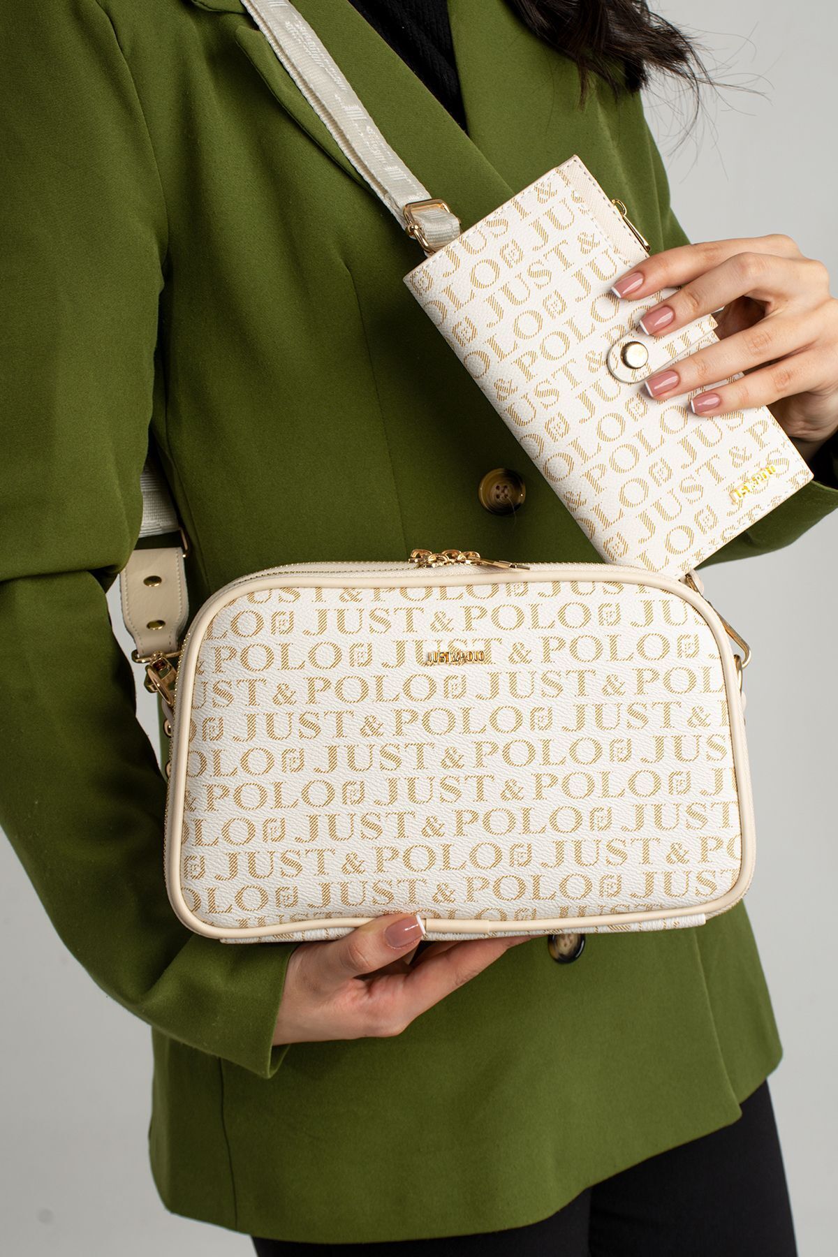 Just Polo JP Orijinal Just Polo Günlük Kullanıma Uygun 5 Bölmeli Kadın Çapraz Omuz Çantası 25*17 cm