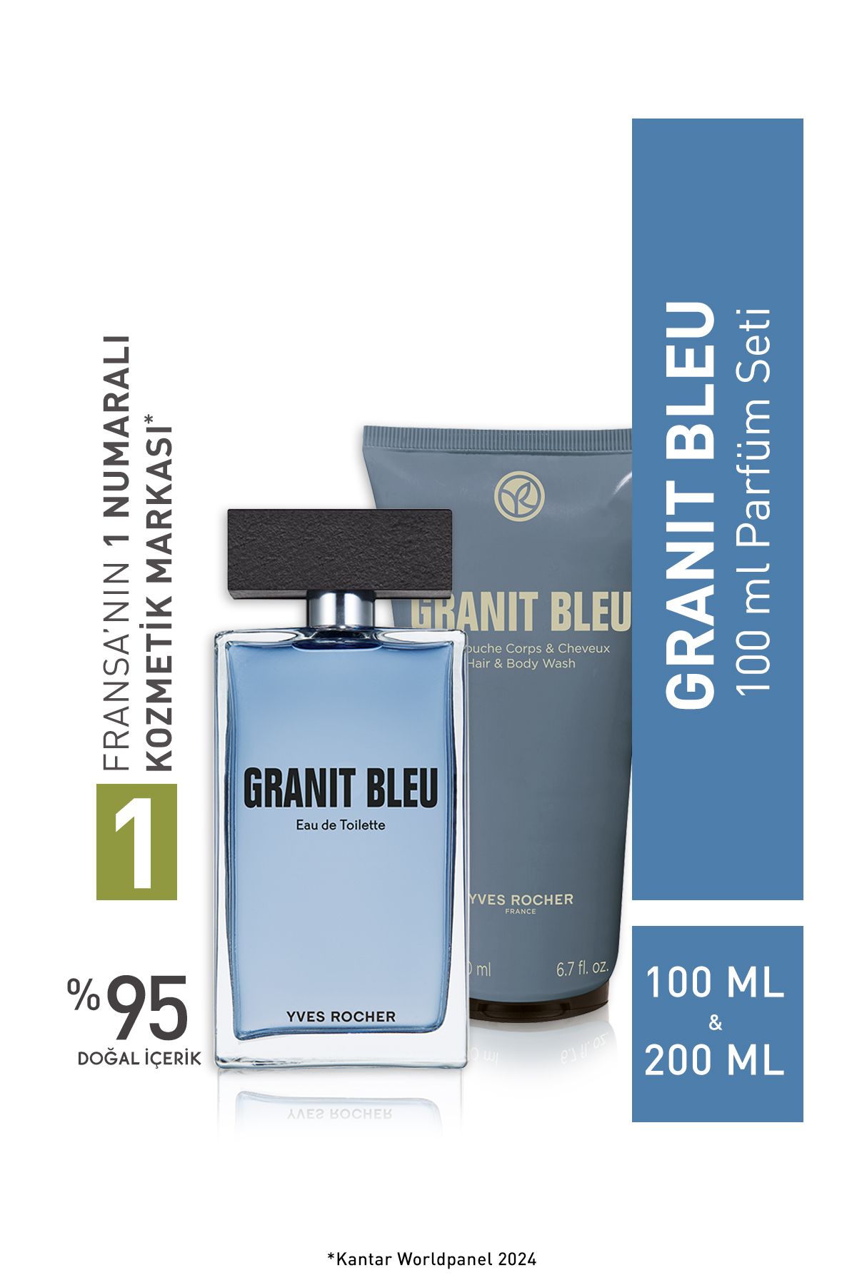 Yves Rocher Granit Bleu 100 ml Parfüm Seti