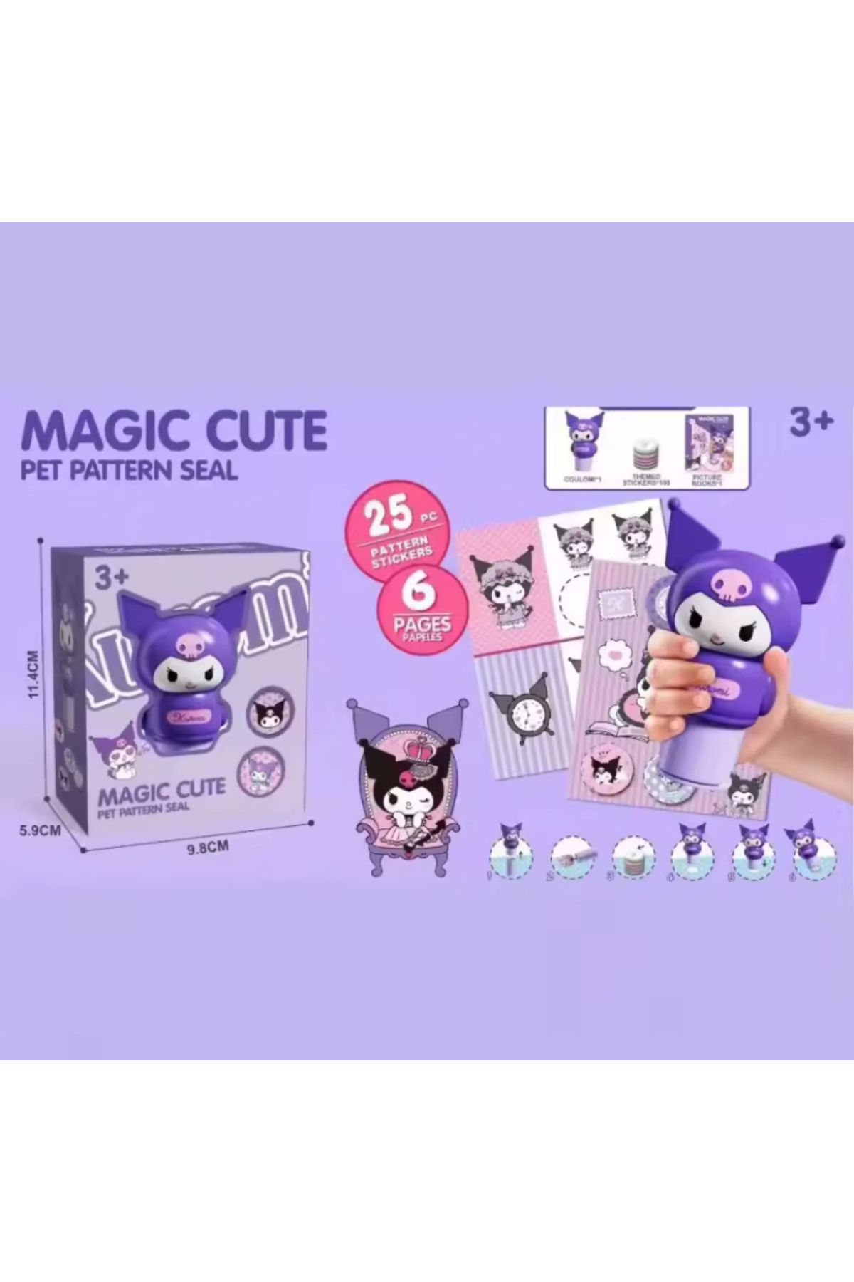 synshop Kuromi Figür Sanrio 25 Adet Sticker Damga Kaşe Kuromi Figür