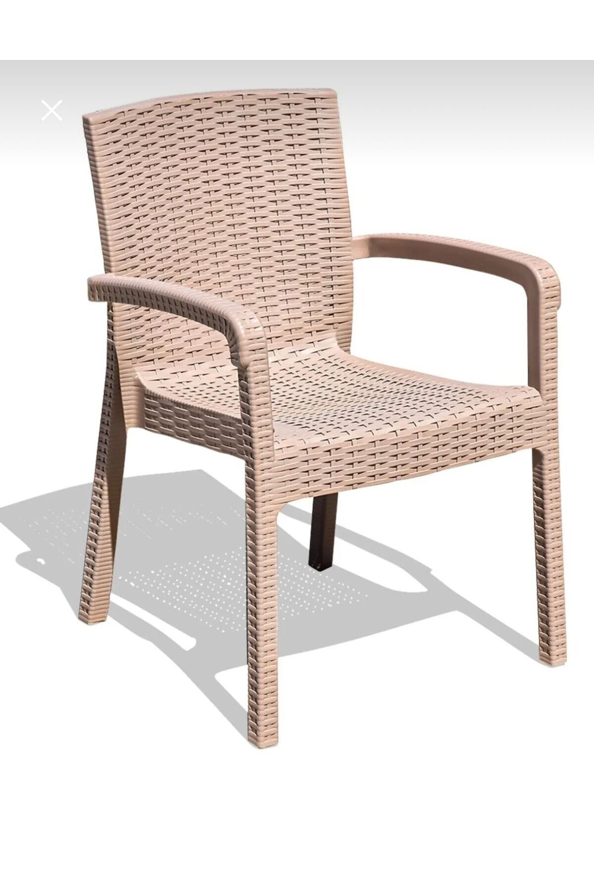 holzwelt 6 Adet Rattan Koltuk Sandalye Bahçe Balkon Sandalyesi 6'lı Plastik Sandalye Kollu Rattan Sandalye