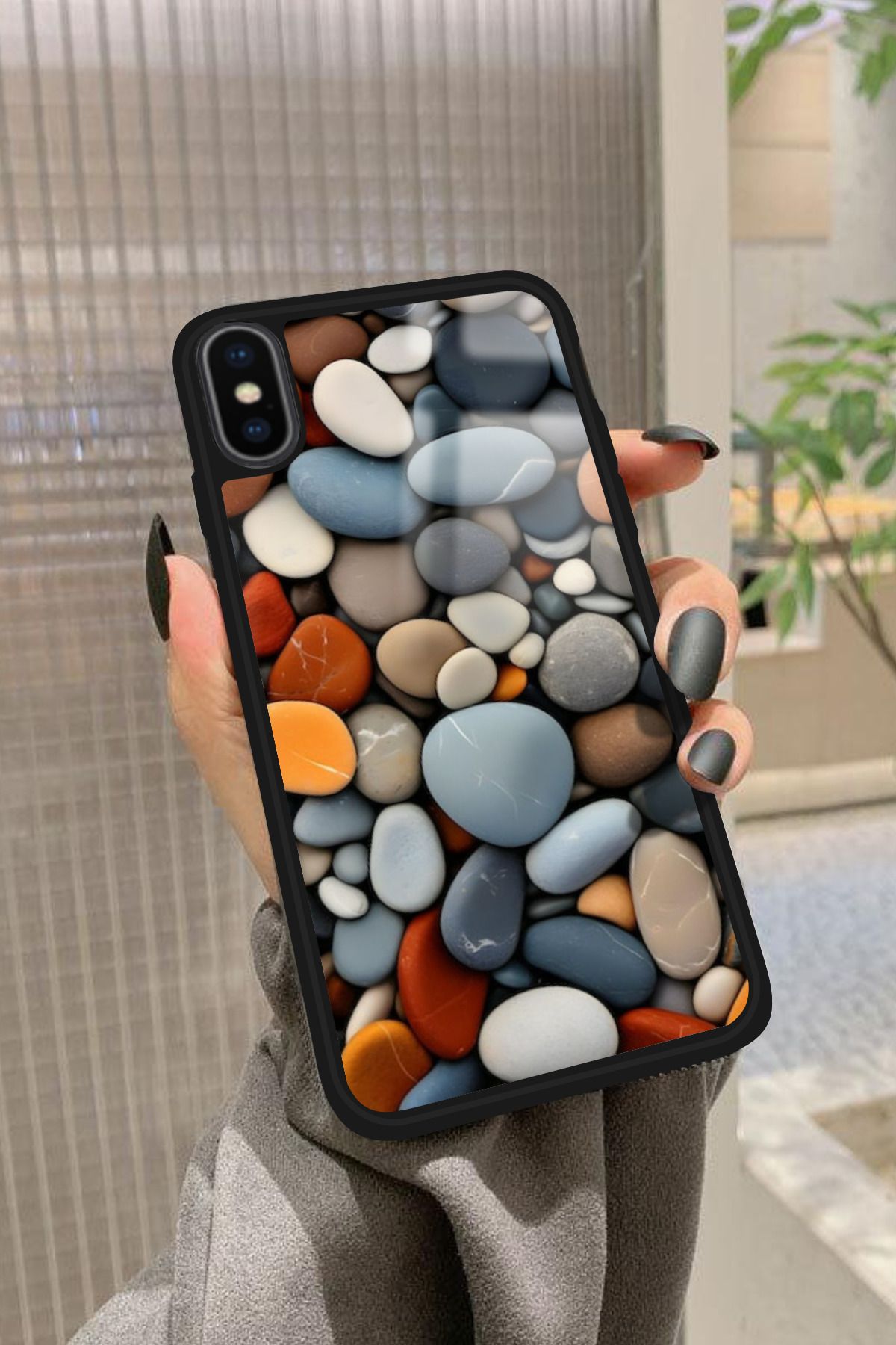 Snacase iPhone Xs Uyumlu Renkli Taş Tasarımlı Glossy Premium Kılıf