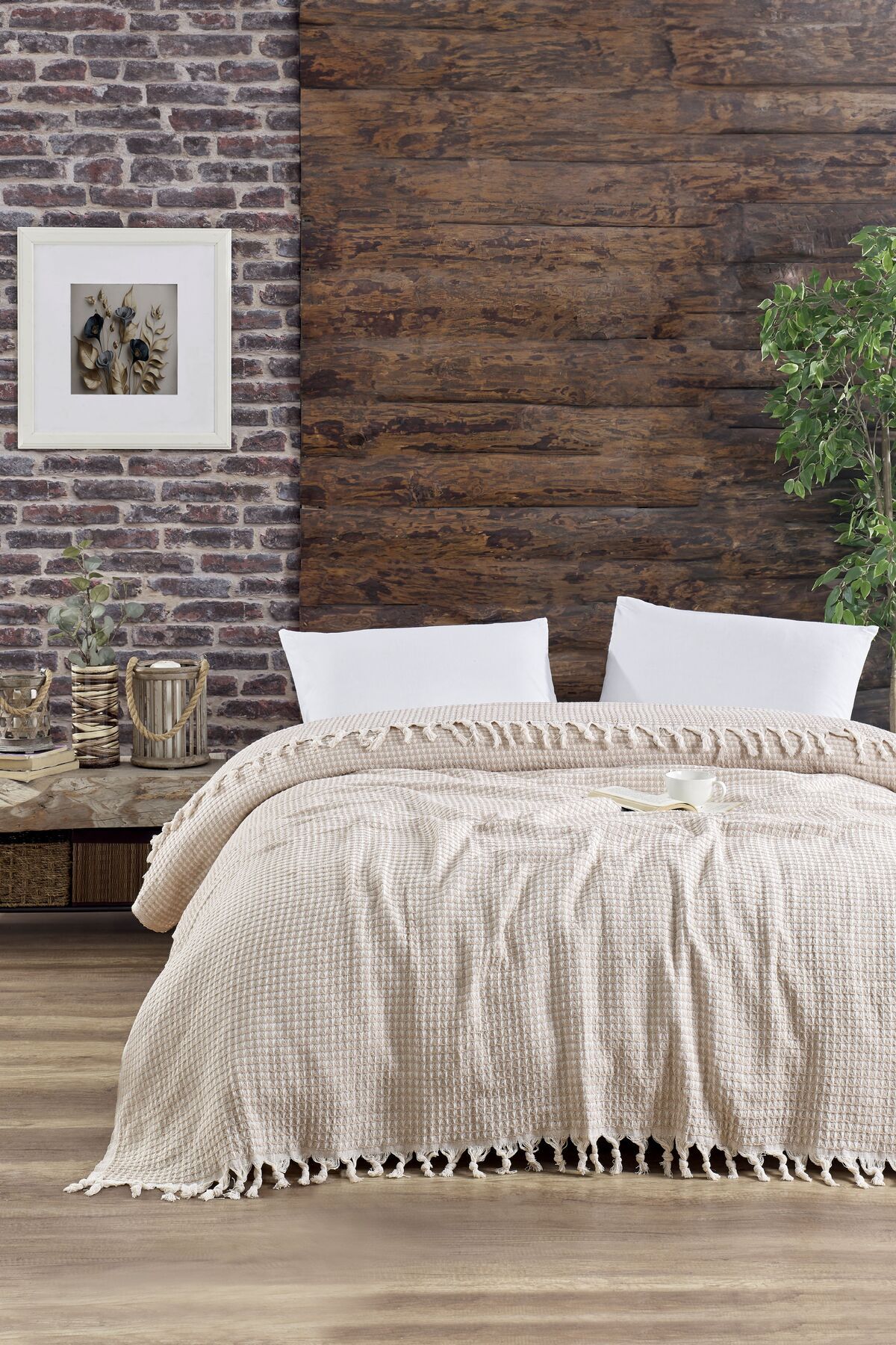 Rebeka Home Collection Piramit Bej 200x230 Çift Kişilik Pike