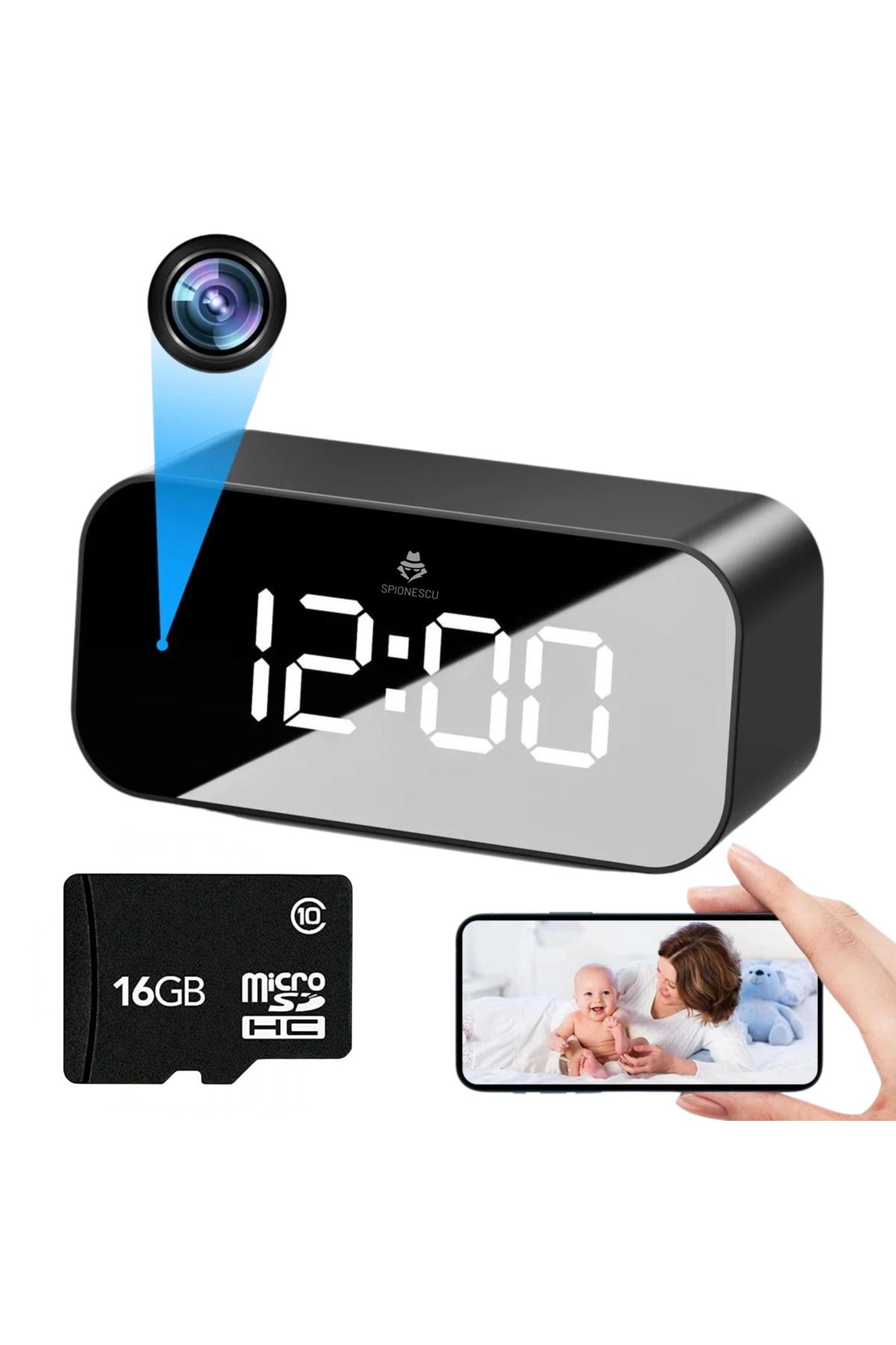 Spionescu-Spy watch with hidden camera, TC100, WIFI, 166° angle, night vision, motion detection, 1200 mAh 9
