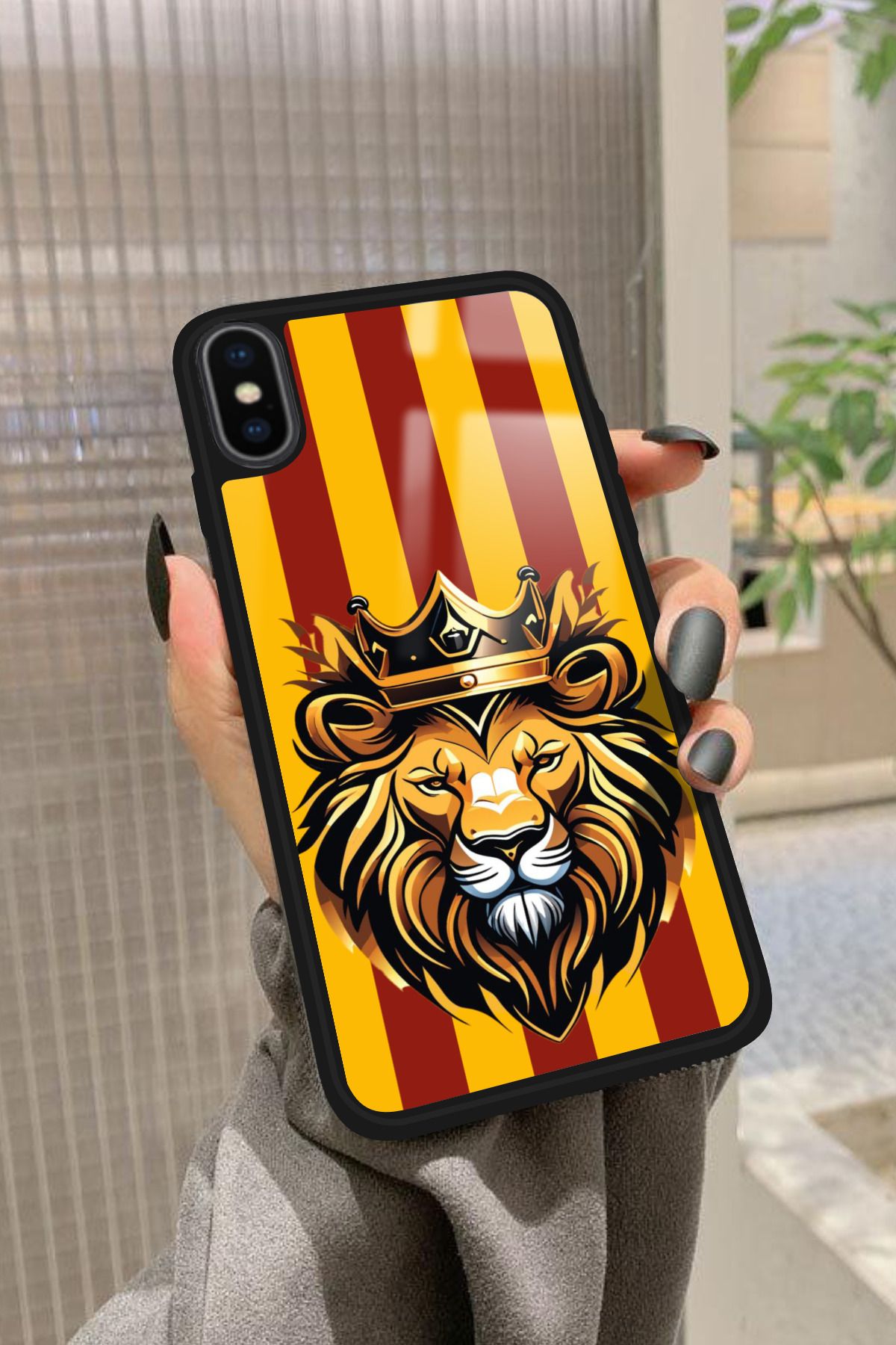 Snacase iPhone X Uyumlu Aslan Tasarımlı Glossy Premium Kılıf