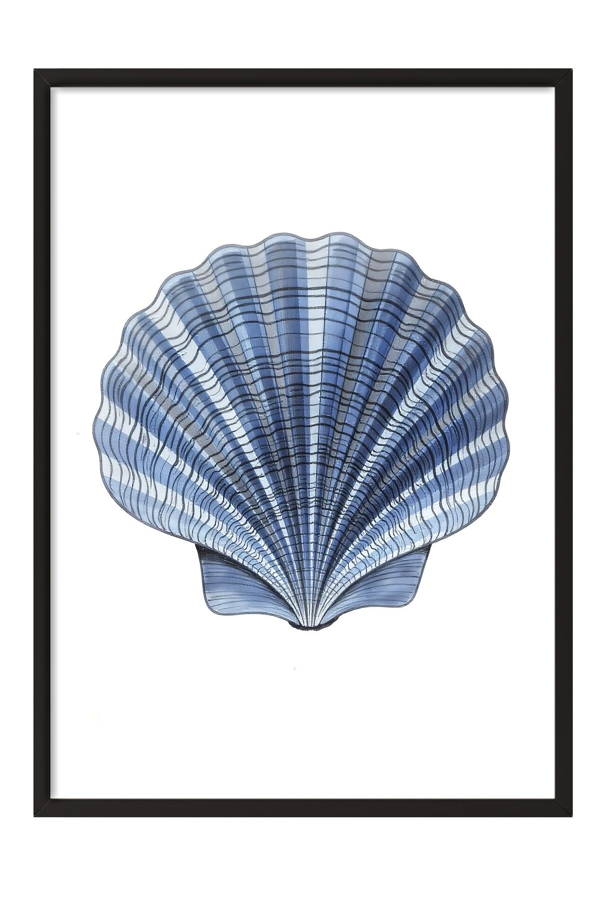 Postifull Siyah Çerçeveli Tablo, Mavi Deniz Kabuğu, İllüstrasyon, Mavi Renk Poster, 2025 Yaz Seçkisi, NO:10972