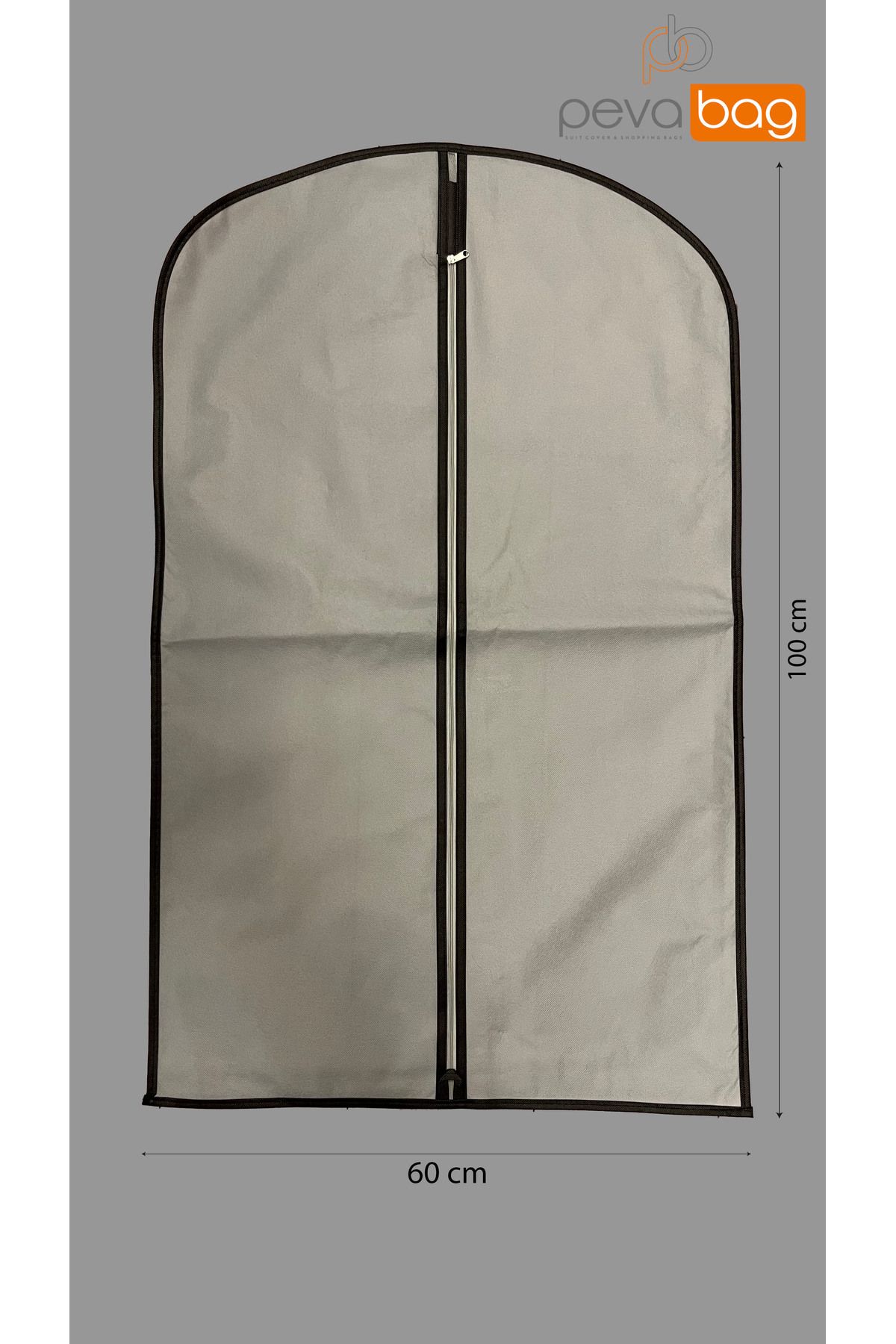 Pevabag Gri Takım Elbise Kılıfı (gamboç) 5 Adet / 62x102 Cm Siyah Biyeli