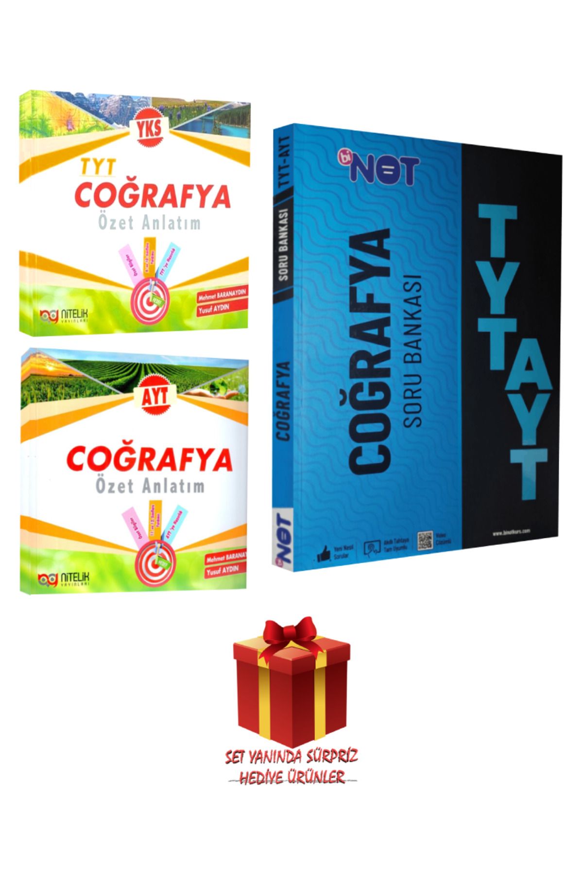 Nitelik Yayınları TYT Coğrafya Özet Anlatım+ AYT Coğrafya Özet Anlatım+ Binot TYT AYT Coğrafya Soru Bankası+ Hediye