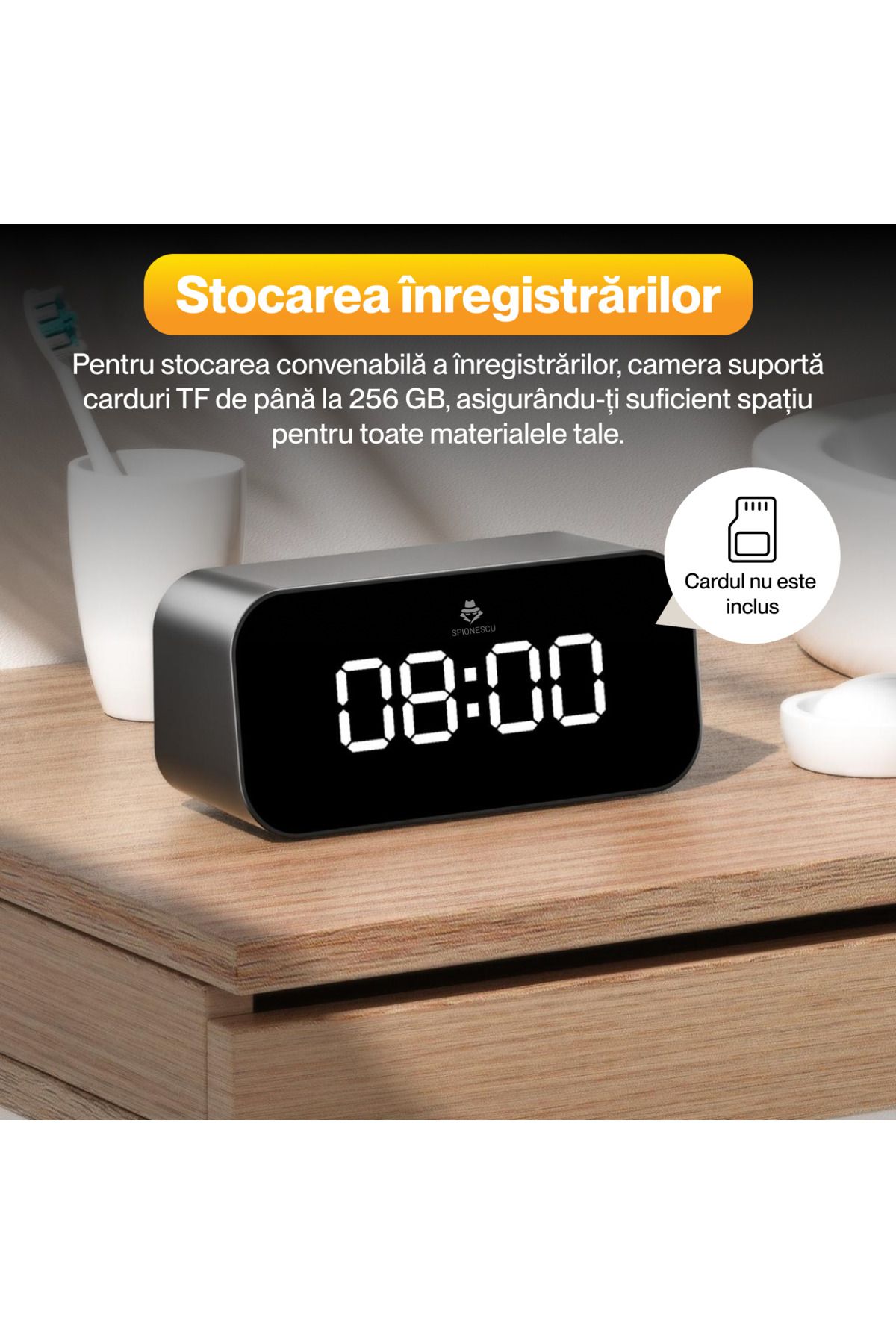 Spionescu-Spy watch with hidden camera, TC100, WIFI, 166° angle, night vision, motion detection, 1200 mAh 7