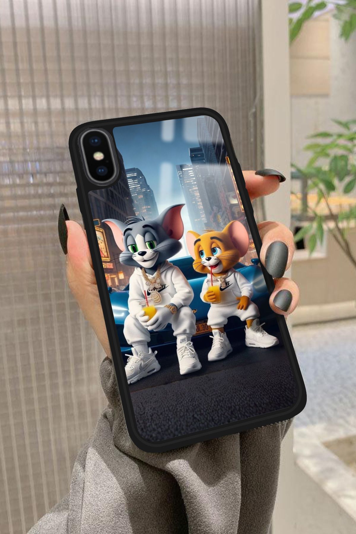 Snacase iPhone Xs Uyumlu Tom And Jerry Tasarımlı Glossy Premium Kılıf