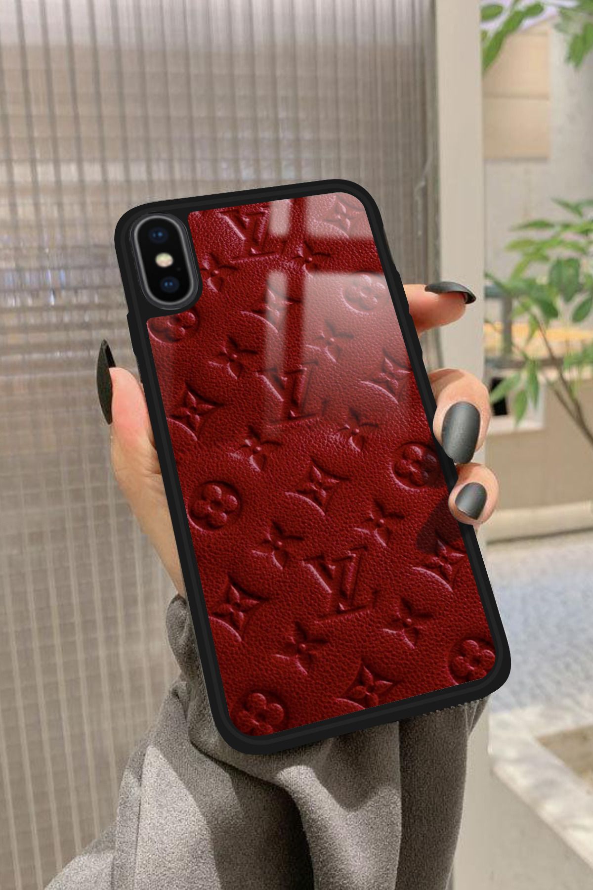 Snacase iPhone X Uyumlu Bordo Marka Tasarımlı Glossy Premium Kılıf