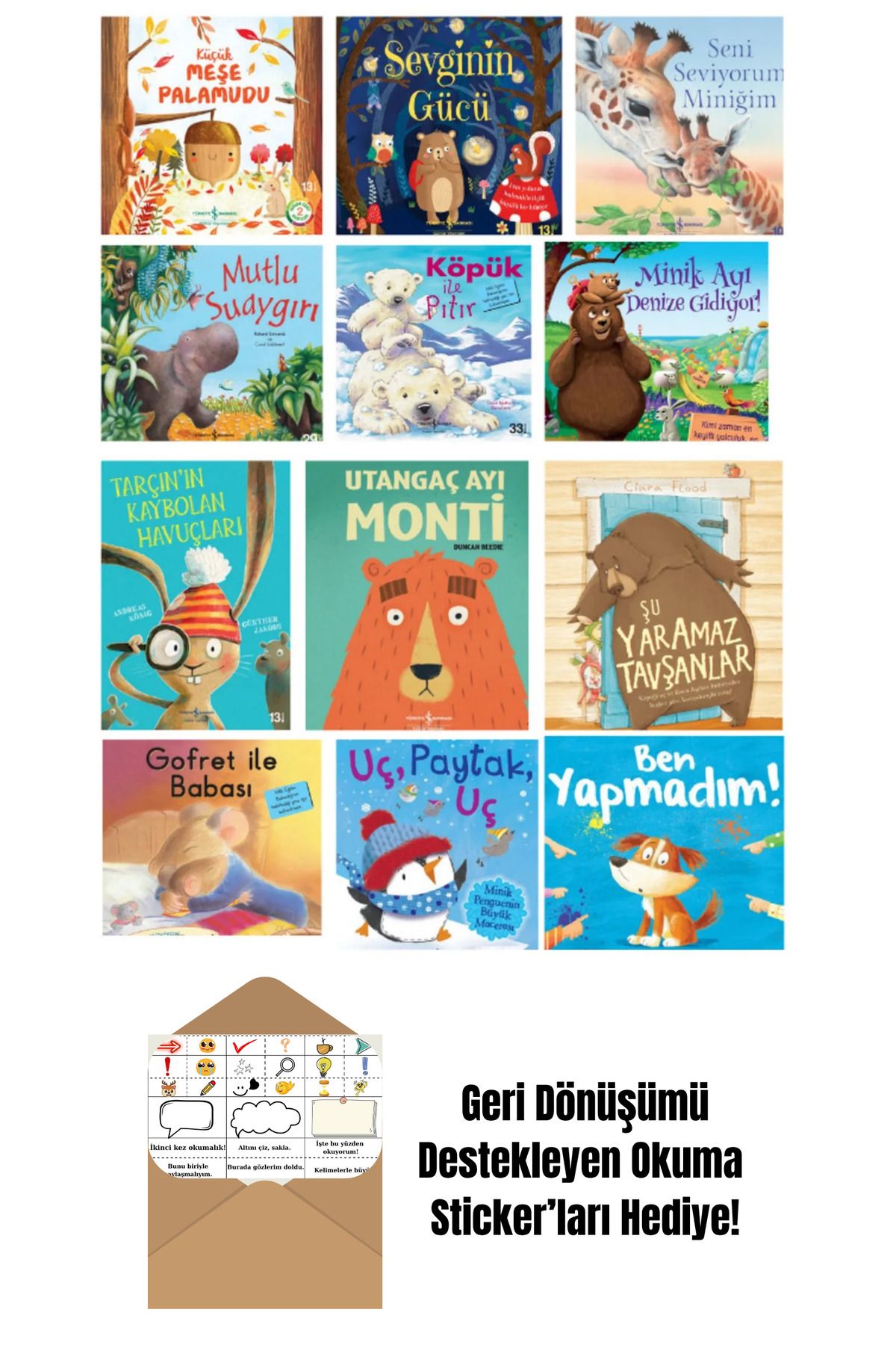 TÜRKİYE İŞ BANKASI KÜLTÜR YAYINLARI İş Bankası Resimli Hikayeler 12 Kitap Set + Okuma Sticker'ları