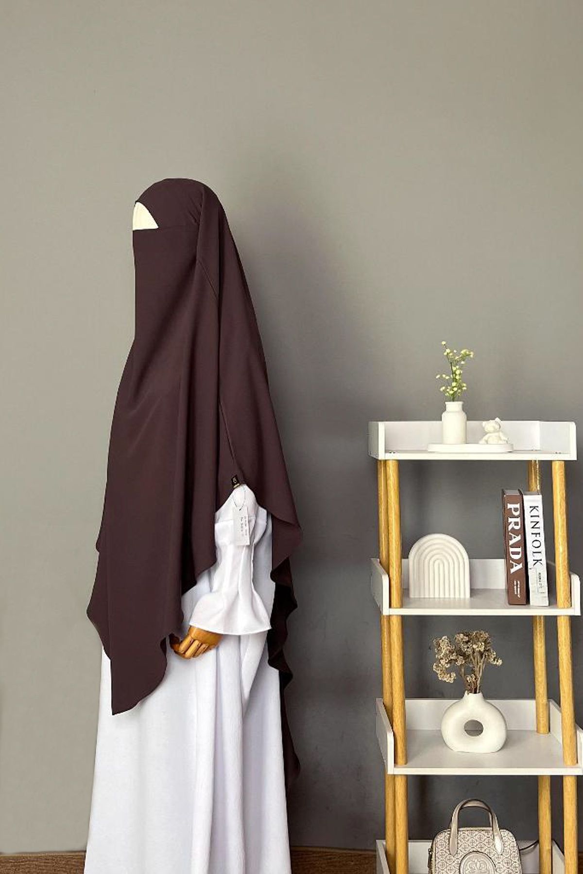 Hasna Tesettür Medine Sultan Baş Uzun ÜÇGEN Sufle Khimar Anti UV Mazen 110 x 150 cm Haki Renk