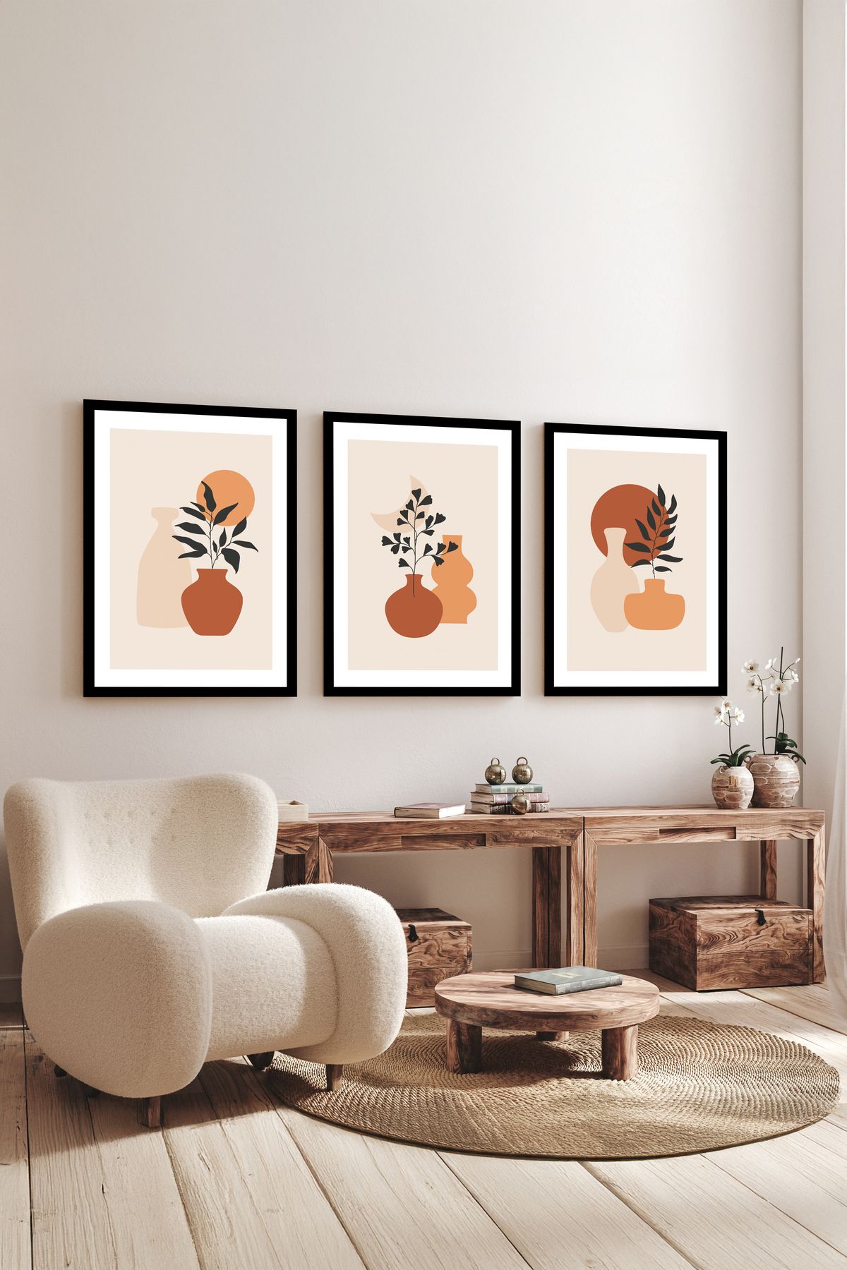 artflow 3 Parça Çerçeve Görünümlü Mdf Tablo Seti