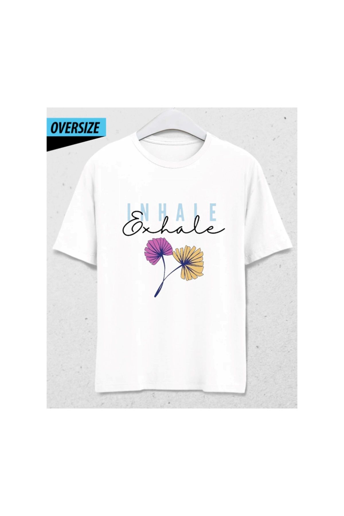 HENA DİZAYN Inhale Exhale Oversize T-Shirt – Nefes Gibi Hafif Stil Beyaz
