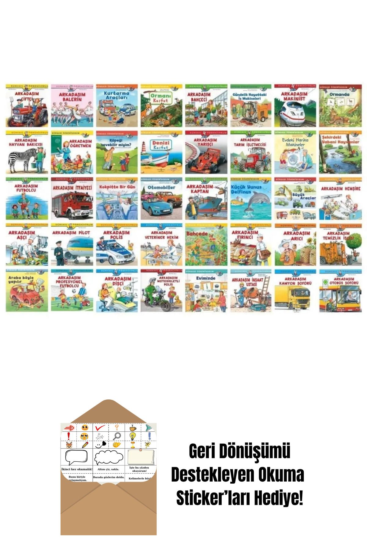 TÜRKİYE İŞ BANKASI KÜLTÜR YAYINLARI Okul Öncesi Dünyayı Öğreniyorum Hikaye Seti 40 Kitap + Okuma Sticker'ları
