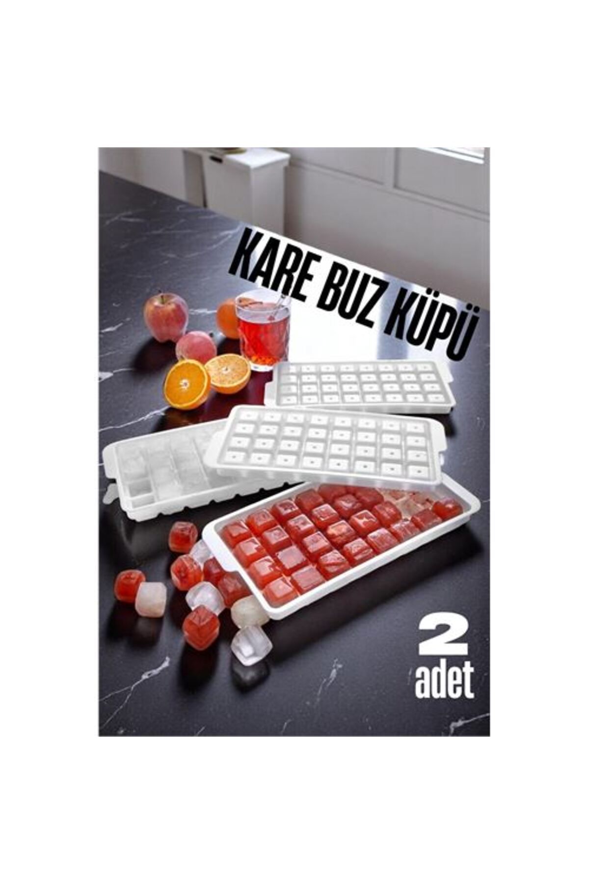 Toptan Bulurum Buz Kalıbı KARE İçecek Buz Kalıbı - Mutfak Buz Kalıbı Kolay Çıkarılır Buz Kalıbı 2 ADET