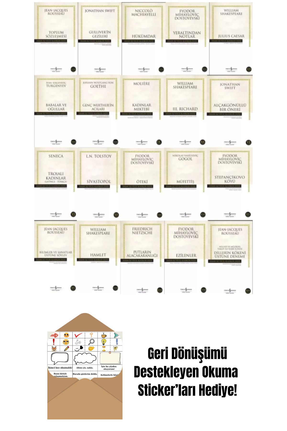 TÜRKİYE İŞ BANKASI KÜLTÜR YAYINLARI Hasan Ali Yücel Klasikler Dizisi 20 Kitap Set + Okuma Sticker'ları