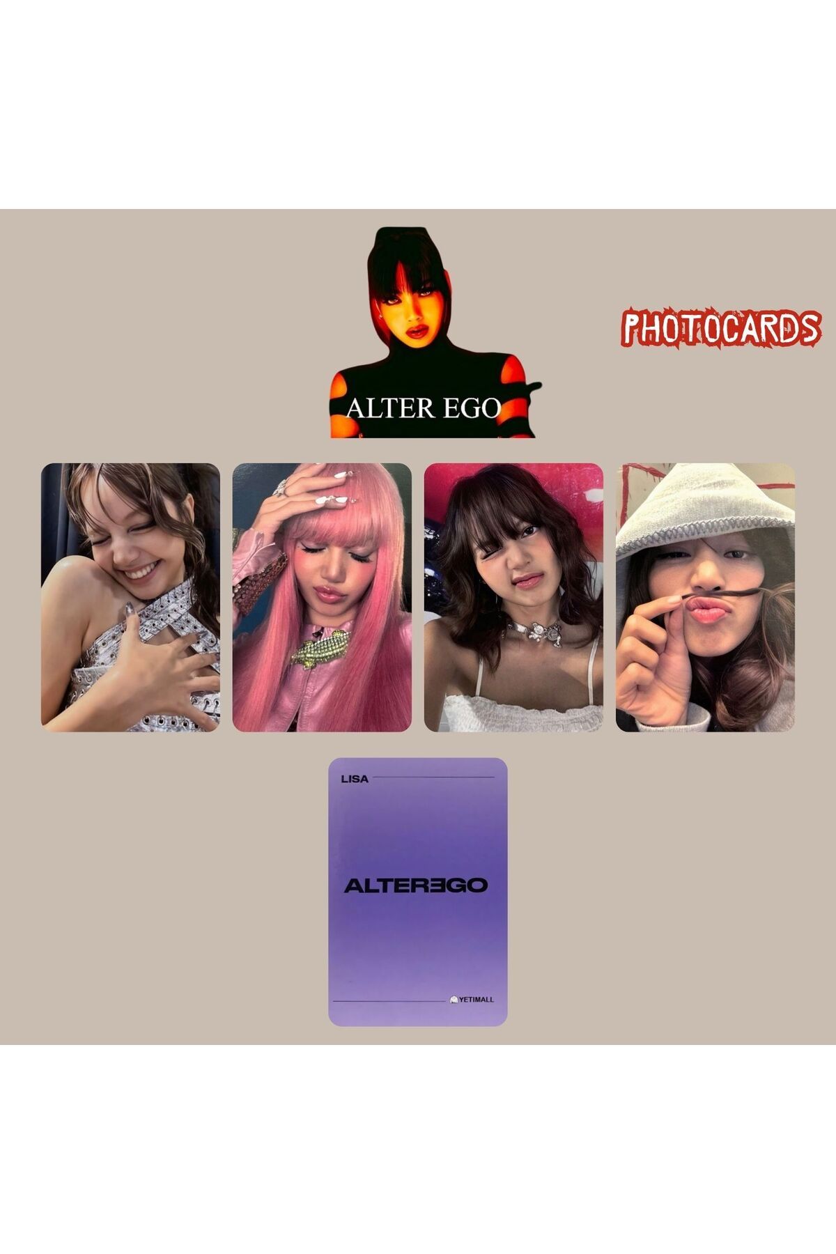 Kpop Dünyasi BLACKPINK Lisa '' Alter Ego '' Photocards Set POB 3