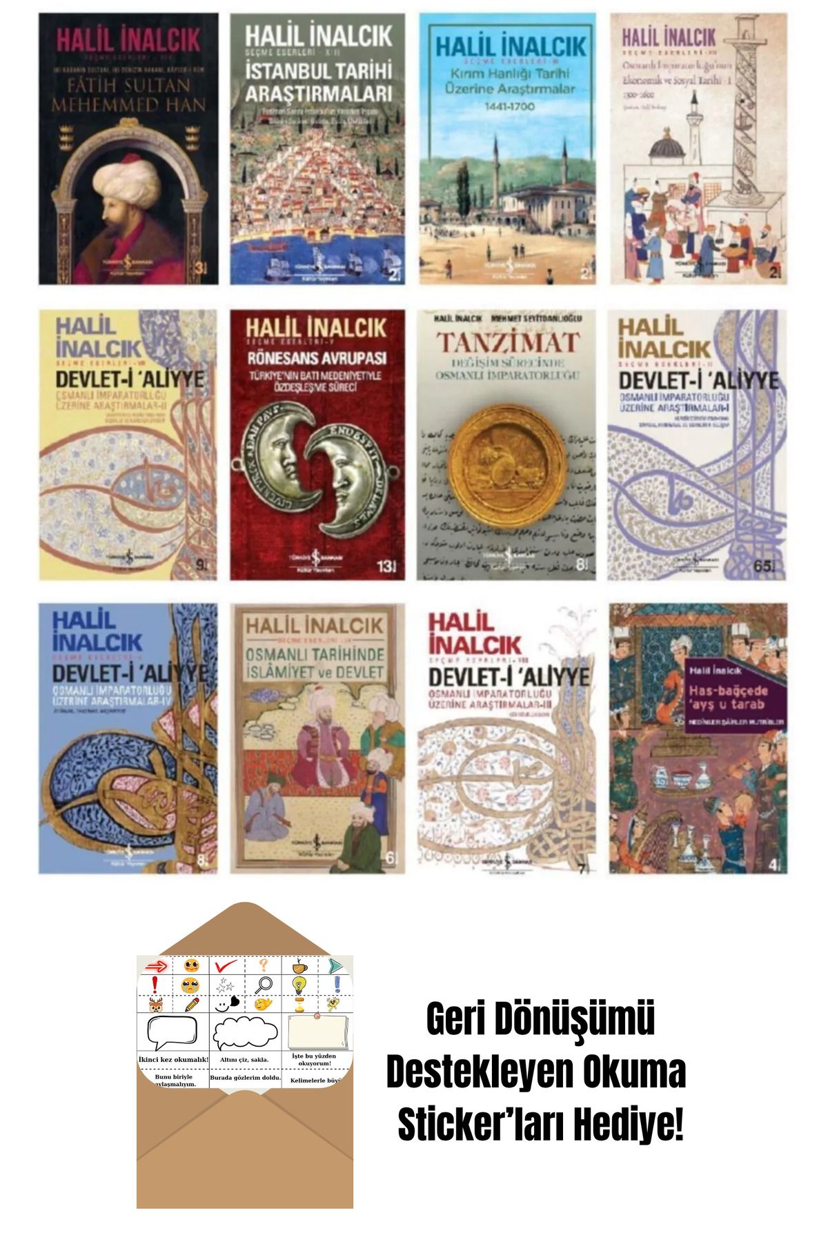 TÜRKİYE İŞ BANKASI KÜLTÜR YAYINLARI Halil İnalcık Seti 12 Kitap + Okuma Sticker'ları