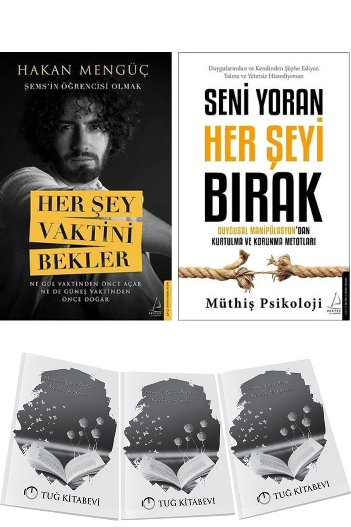 Destek Yayınları Her Şey Vaktini Bekler ve Seni Yoran Her Şeyi Bırak 2li Set Hakan Mengüç + Hediyeli