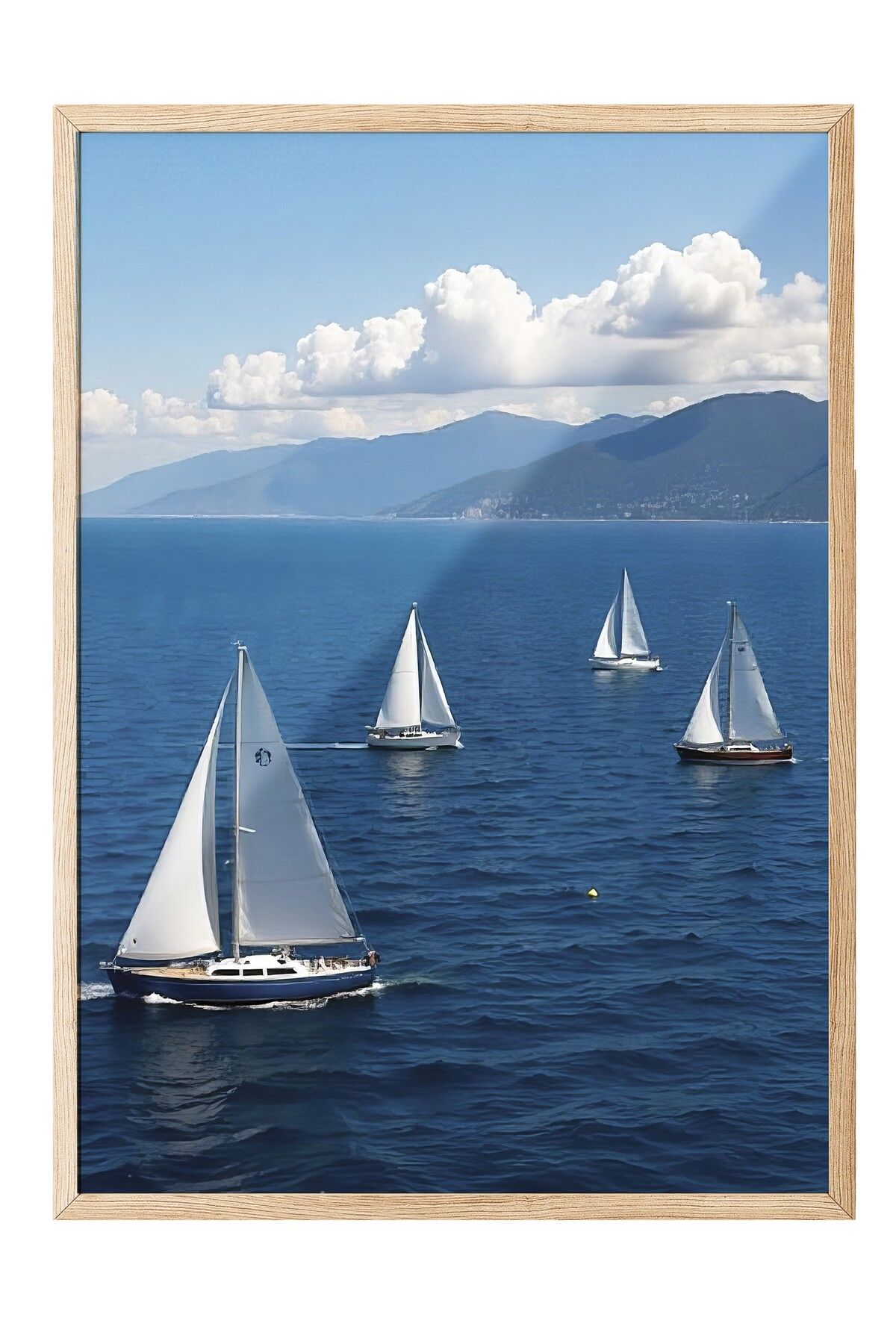 Postifull Ahşap Çerçeveli Poster, Yelkenliler, Fotoğraf, Mavi Renk Poster, 2025 Yaz Seçkisi, NO:109625