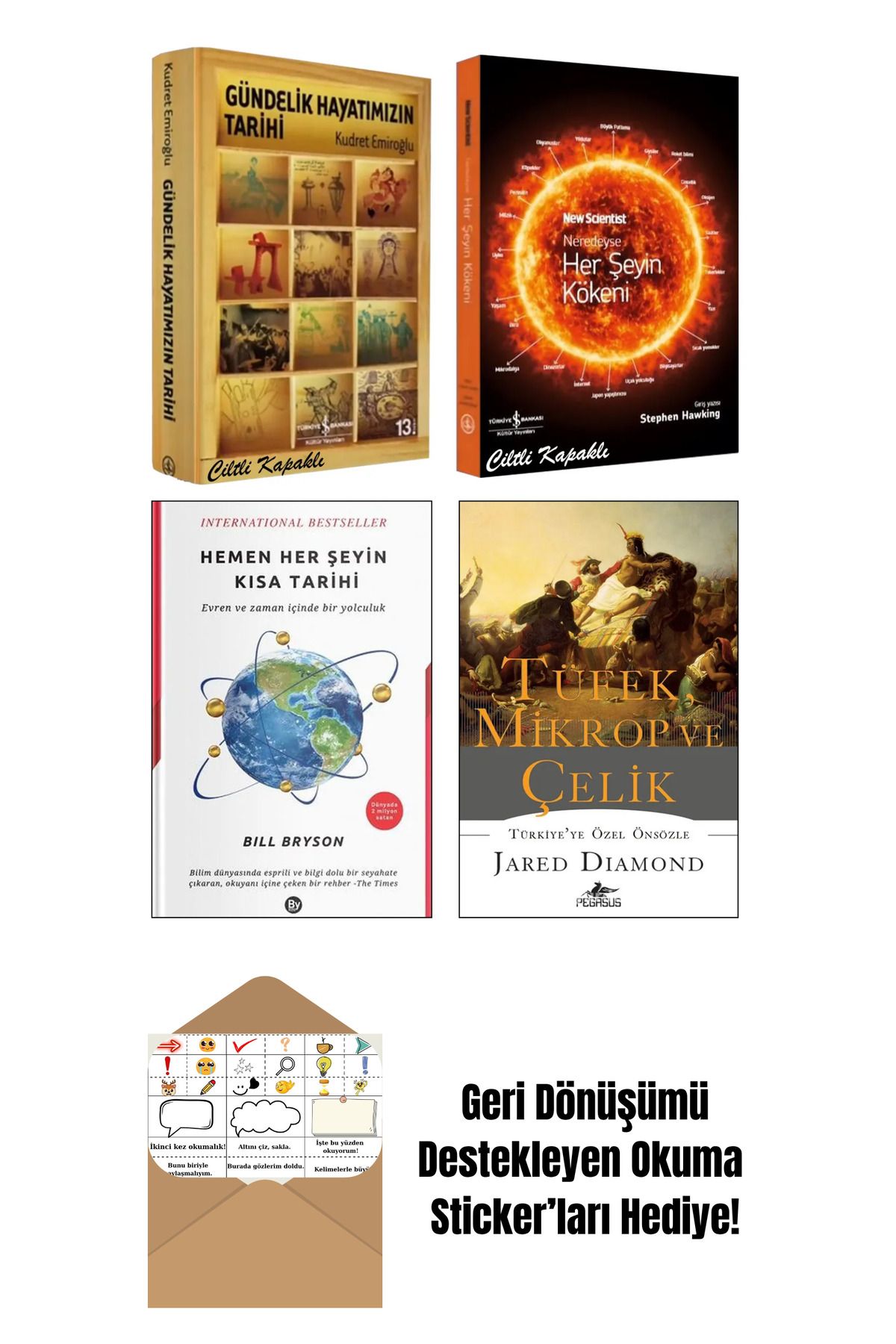 TÜRKİYE İŞ BANKASI KÜLTÜR YAYINLARI Gündelik Hayatımızın Tarihi 4 Kitap Set + Okuma Sticker'ları