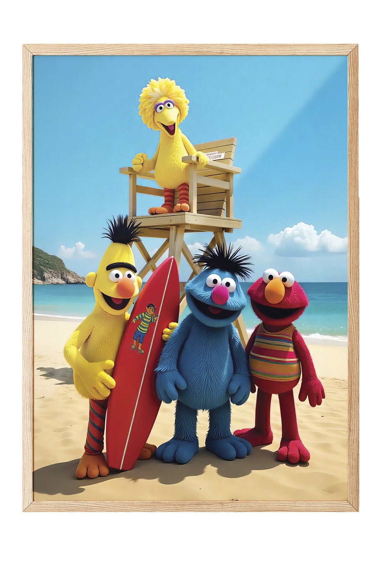 Postifull Ahşap Çerçeveli Poster, Plaj Kuklaları, Fotoğraf, Maximalist, Renkli Renk Poster, 2025 Yaz Seçkisi,