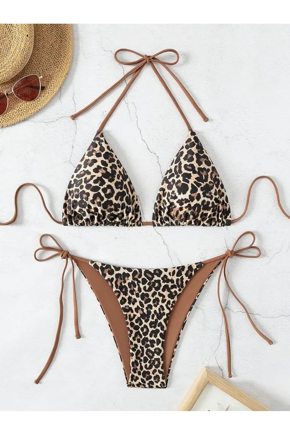 Lilly Leopar Üçgen İpli Bikini Takımı