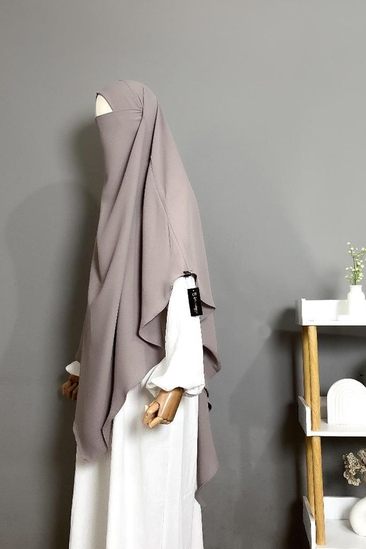 Hasna Tesettür Medine Sultan Baş Uzun ÜÇGEN Sufle Khimar Anti UV Mazen 110 x 150 cm Haki Renk
