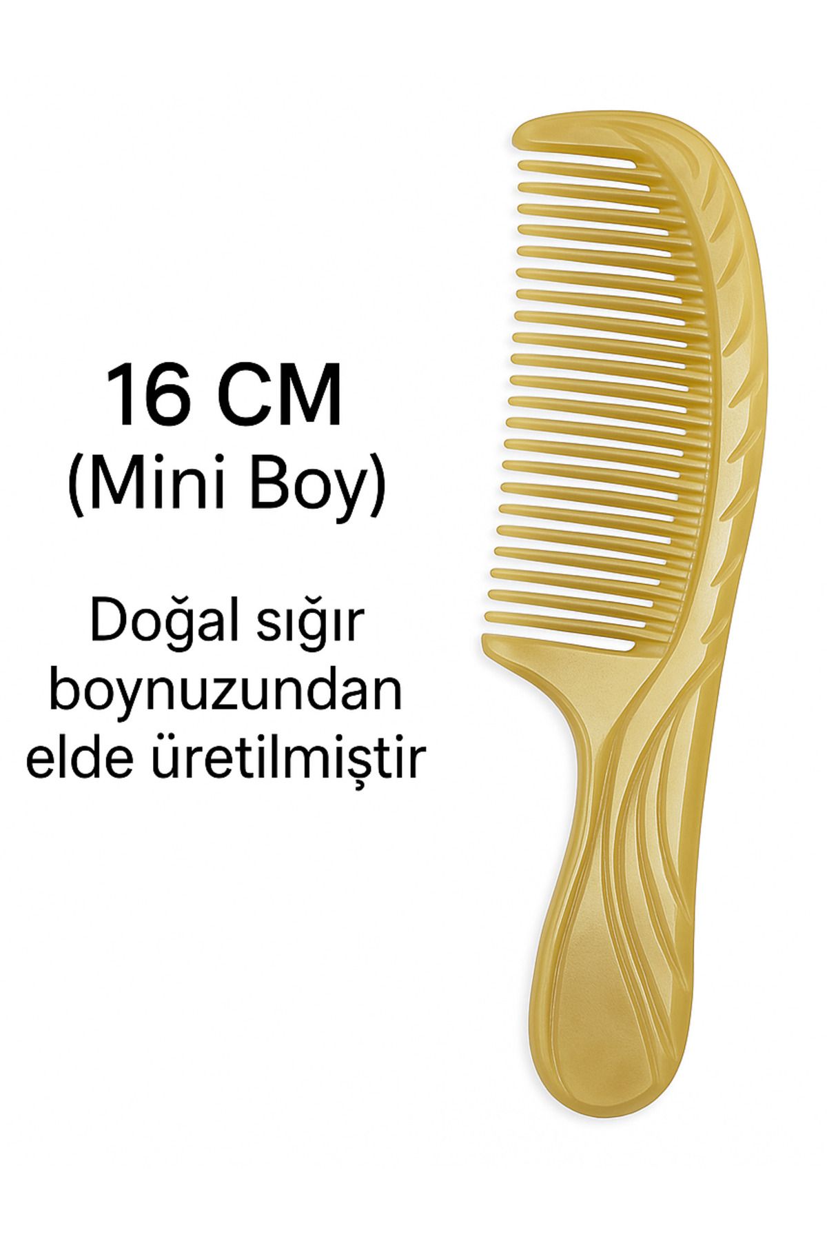 Sorendy 16 cm Mini Doğal Boynuz Tarak – Saplı El Yapımı Sığır Boynuzu Saç Tarağı Çanta Boy Kemik Tarak