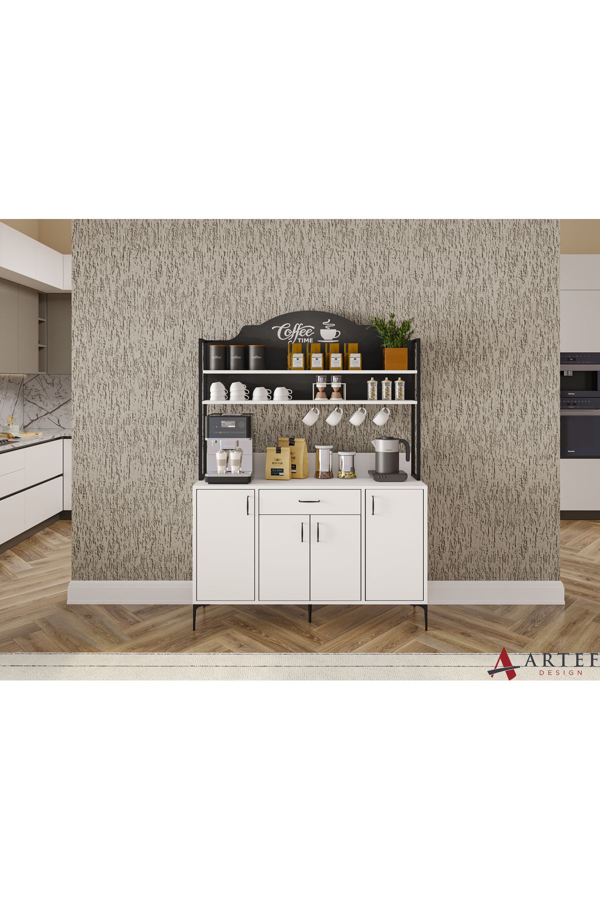 ARTEFDESIGN Artef Design Mood & Brew Raflı Kahve Köşesi Dolabı
