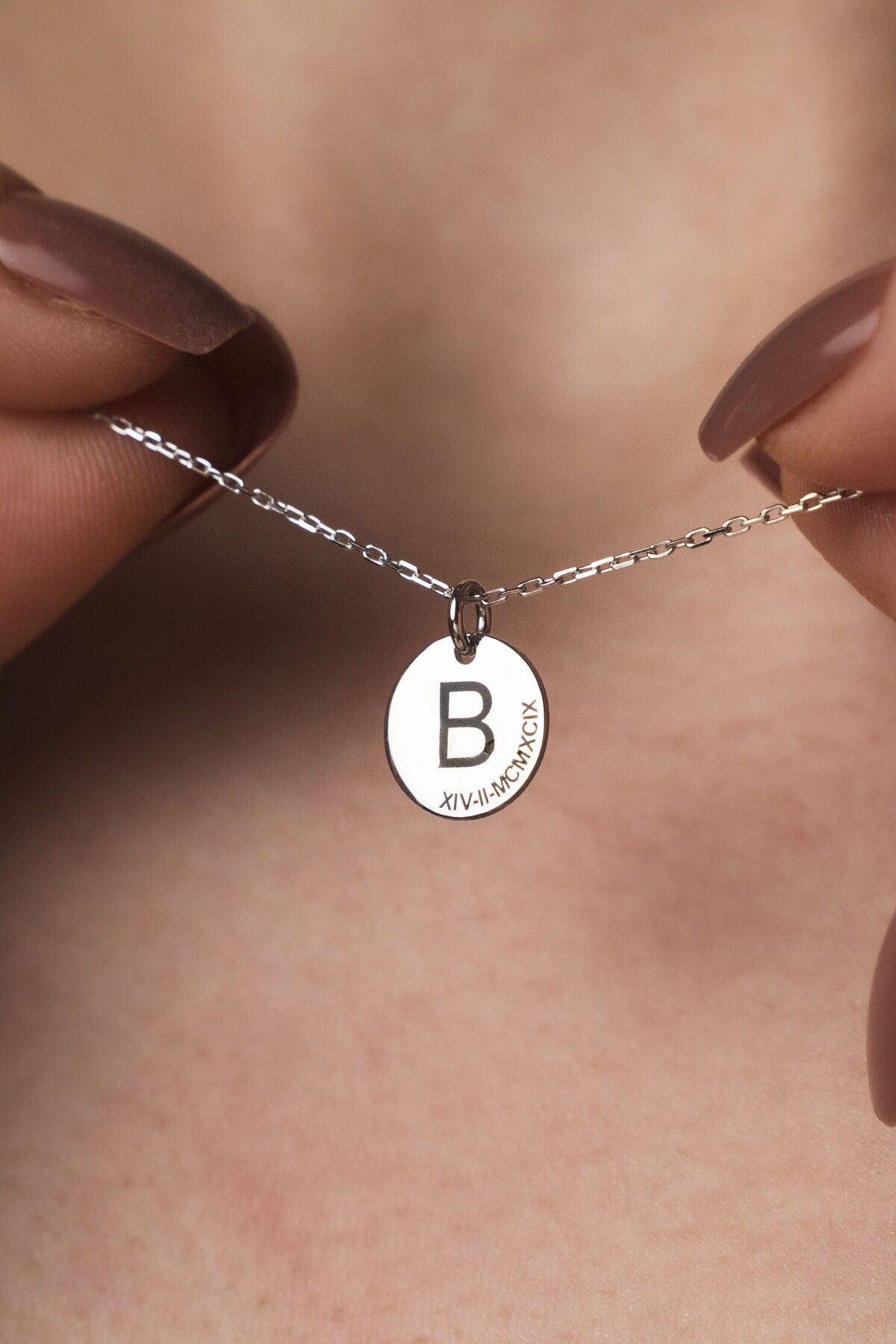 TigerxlJewellery 925 Ayar Gümüş Mineli Harf Kolye