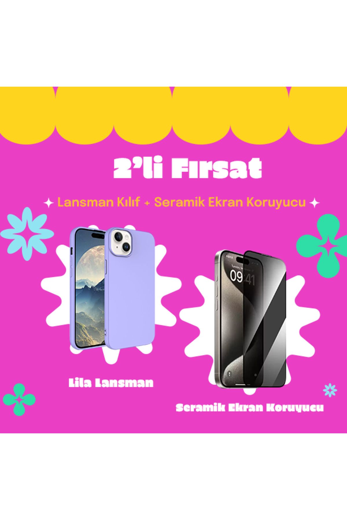 Di Aksesuar Samsung Galaxy A 15 Lila Lansman+Seramik Ekran Koruyucu