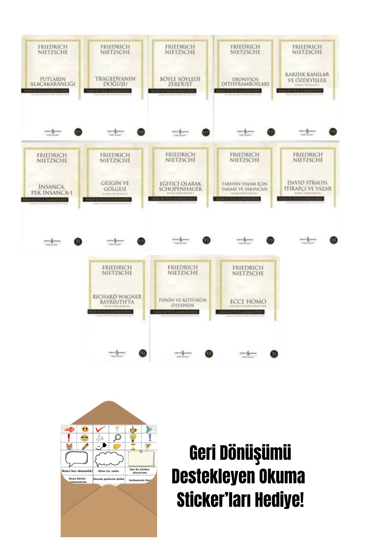 TÜRKİYE İŞ BANKASI KÜLTÜR YAYINLARI Friedrich Nietzche 13 Kitap Set + Okuma Sticker'ları