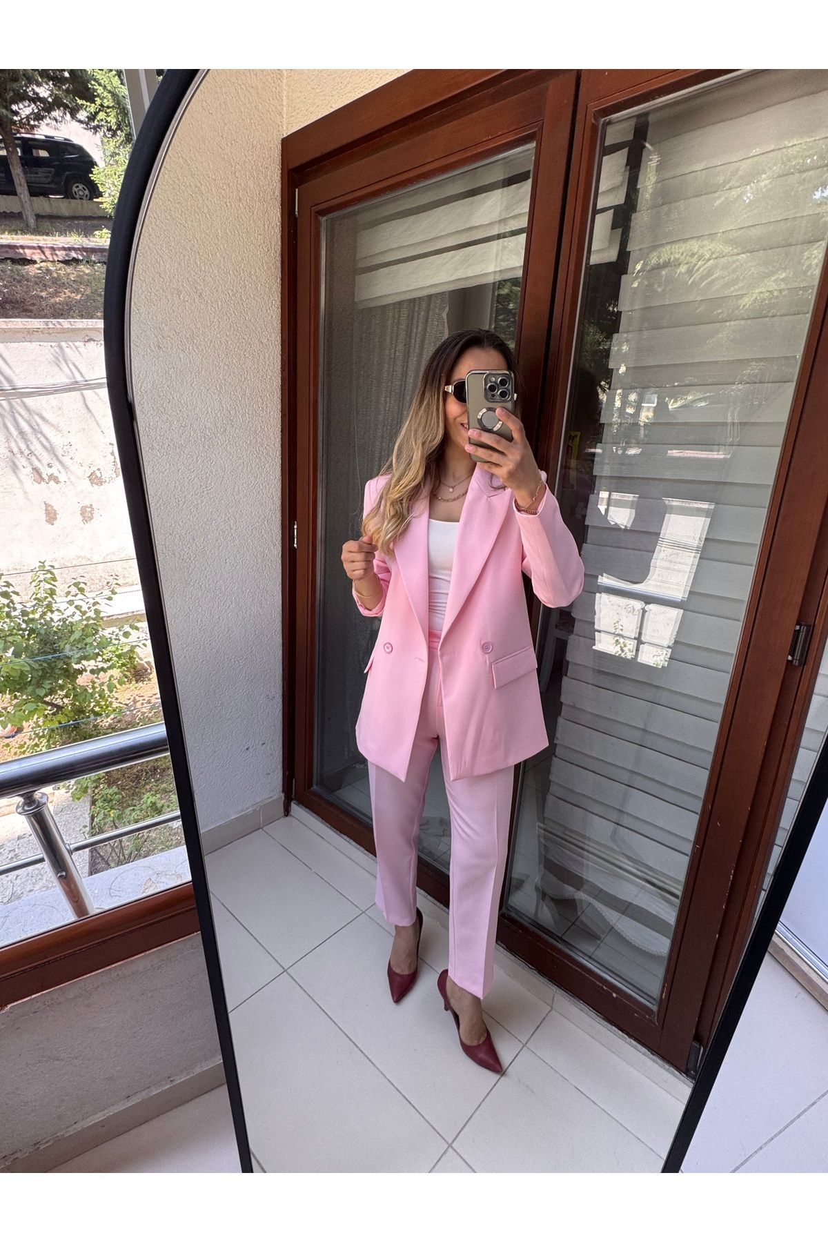 Marka Butikmayamoda Kadin Pembe Ceket Pantolon İkili Takim