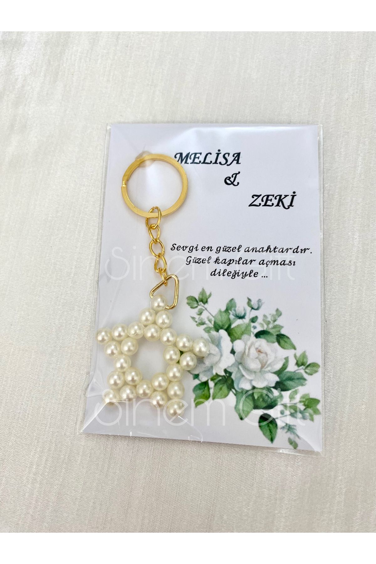 Sinem Gift 20 Adet Yıldız Anahtarlık Düğün Nikah Nişan Söz Hediyelik Gold Anahtarlık