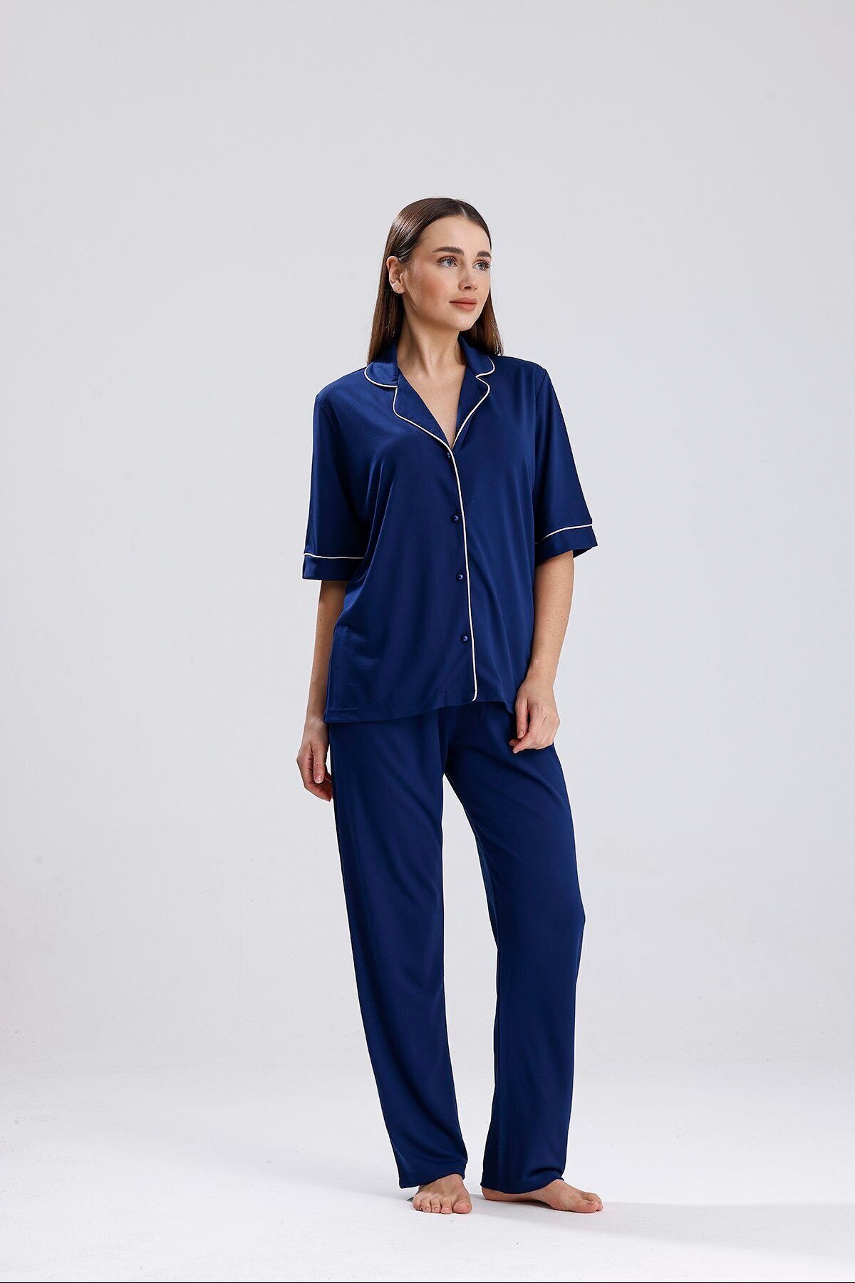 Espuar 770 Kadın Kısa Kollu Önden Düğmeli Pijama Takımı