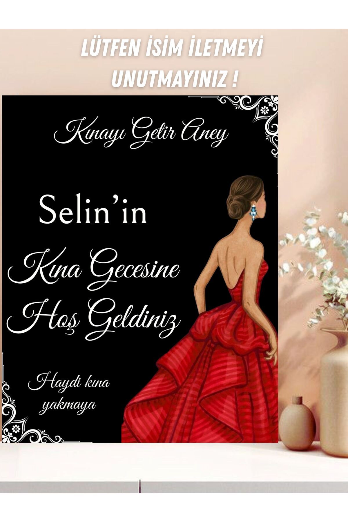 Hobi Sepeti Kına Gecesi Karşılama Afişi, Kına Organizasyonu 35x50 Cm Hoş Geldiniz Giriş Tablosu