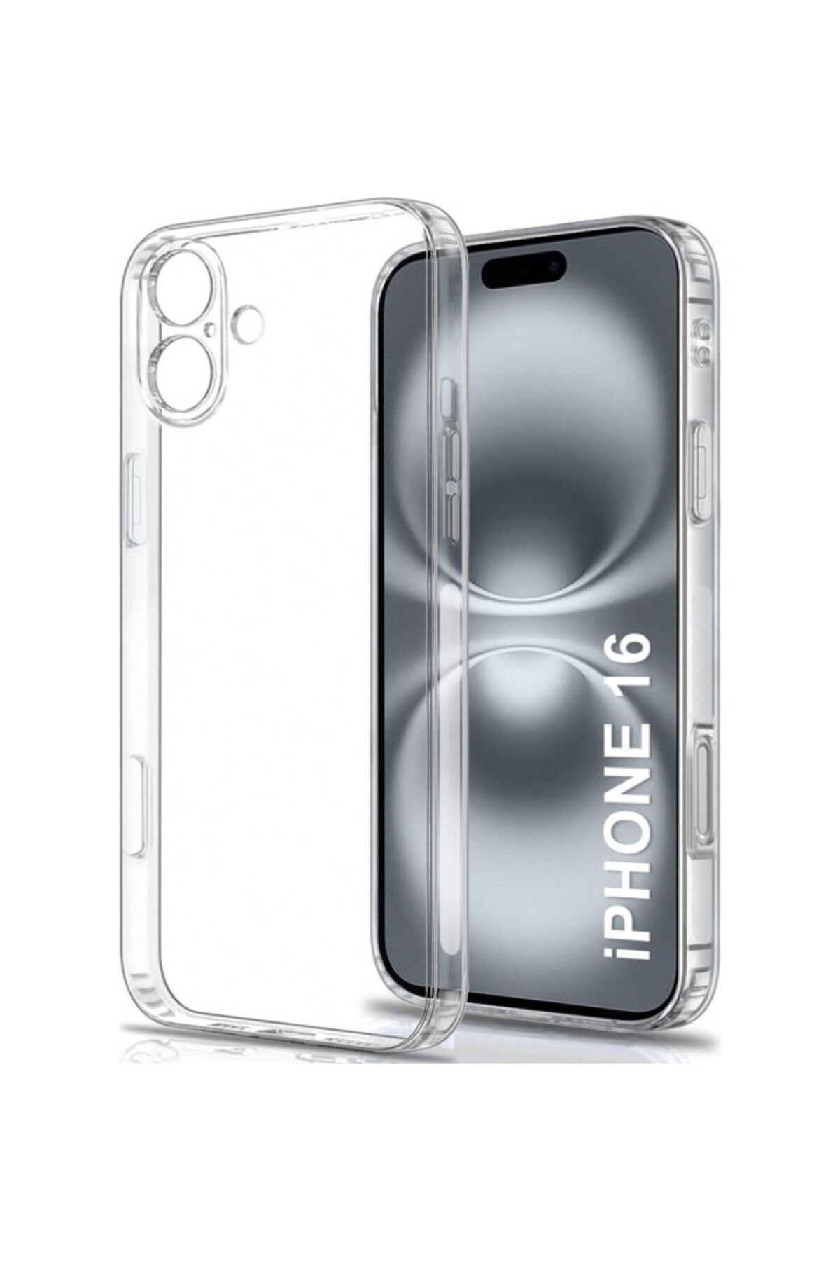 TezMax Apple iPhone 16 Uyumlu Kapak Kamera Korumalı Şarj Tıpalı Şeffaf Silikon Kılıf