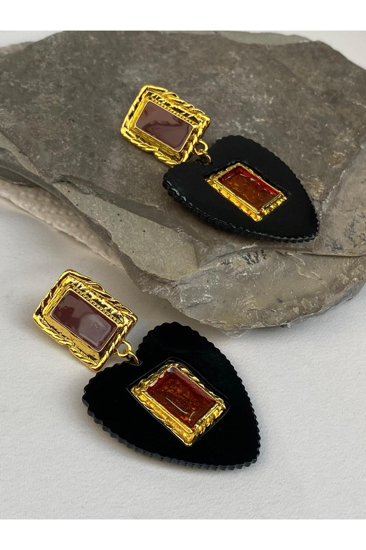 JEACCESSOIRE Büyük Kalp Vintage Küpe