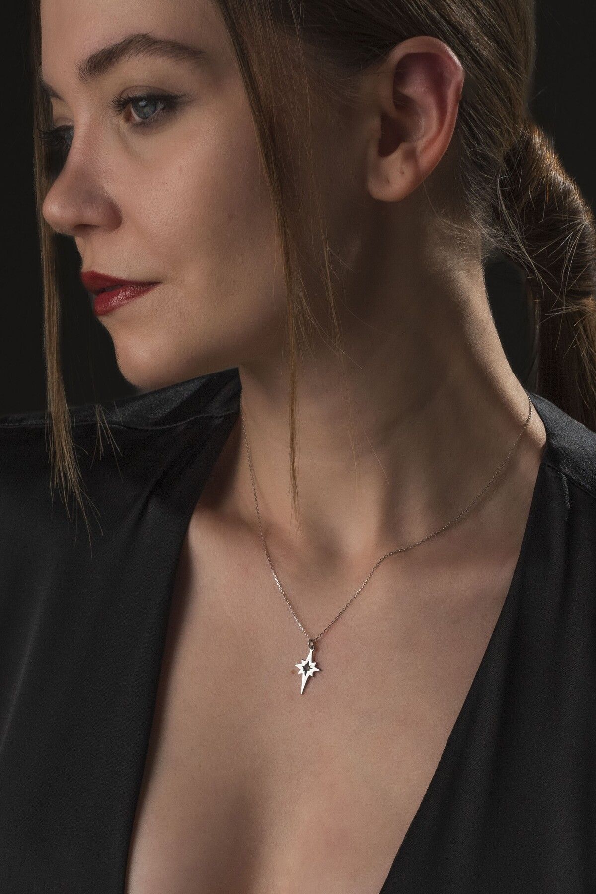 TigerxlJewellery 925 Ayar Gümüş Kuzey Yıldızı Kolye